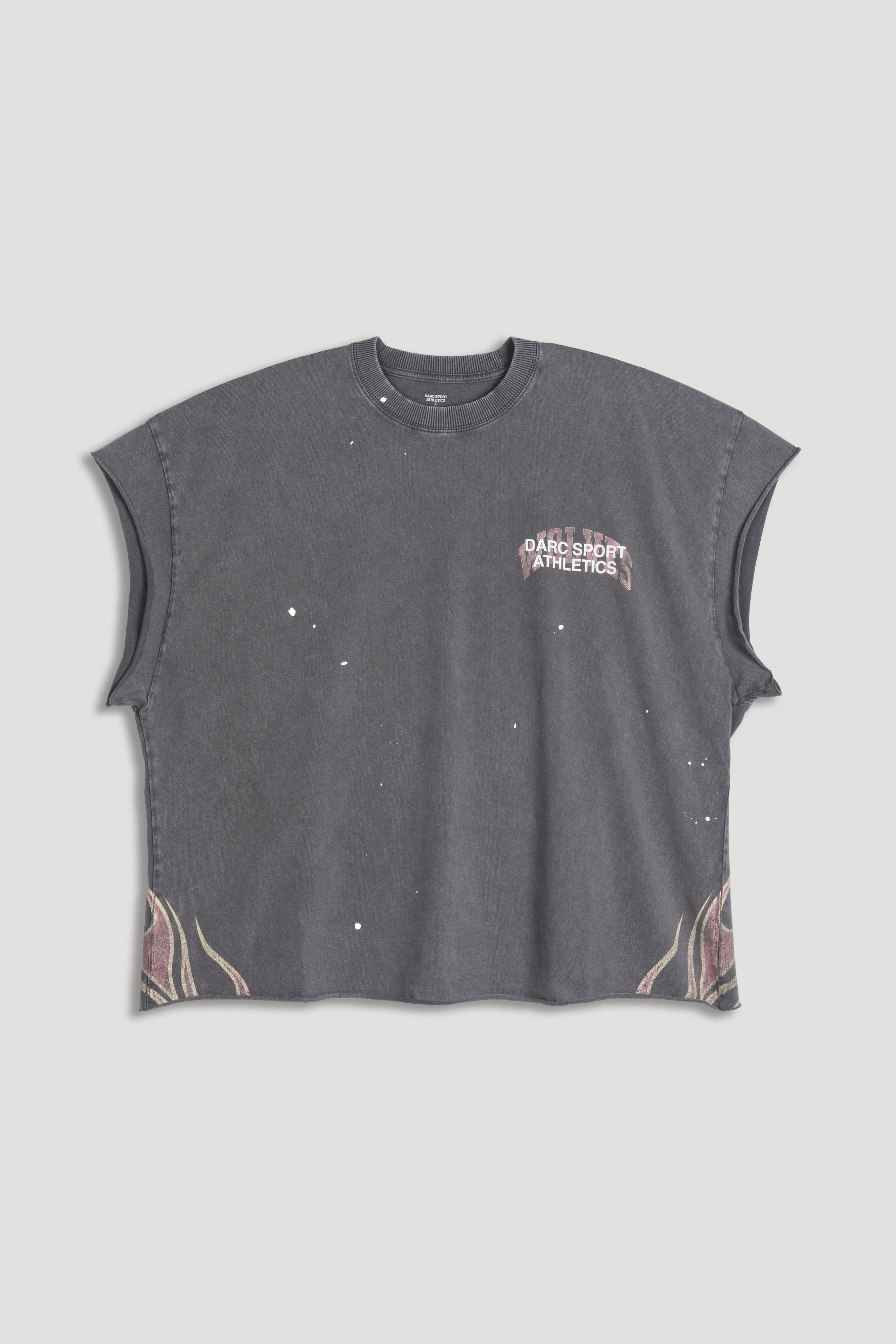 Hot Rod Grunge Cut-Off Mid Length Raw Hem Tee in Slate Gray