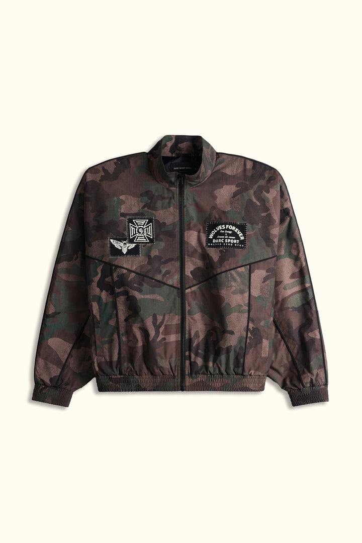 Chopper Core Applique Quinn Track Jacket in Ohana Woodland Camo