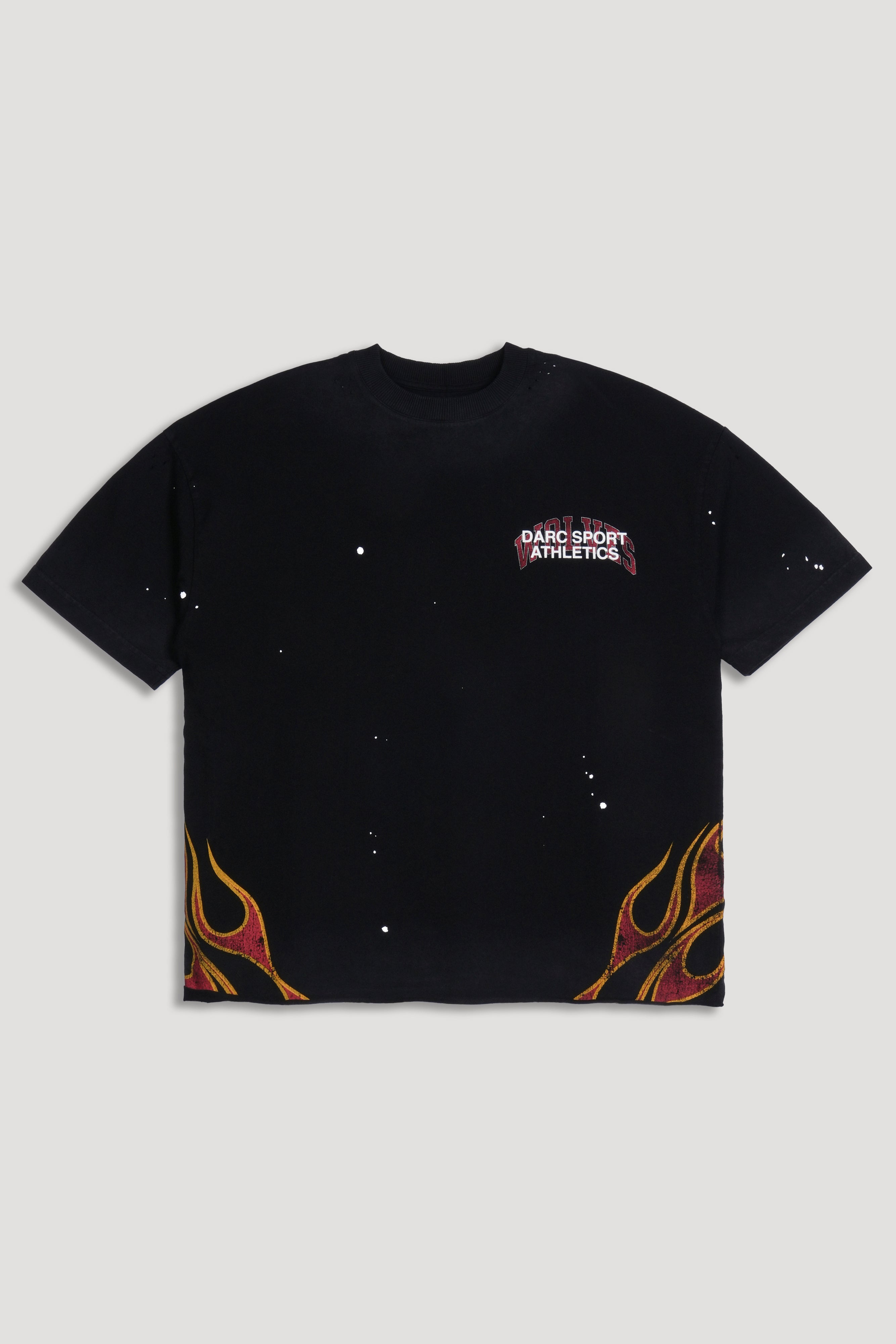 Hot Rod Distressed Grunge Mid Length Raw Hem Tee in Black Drift Wash