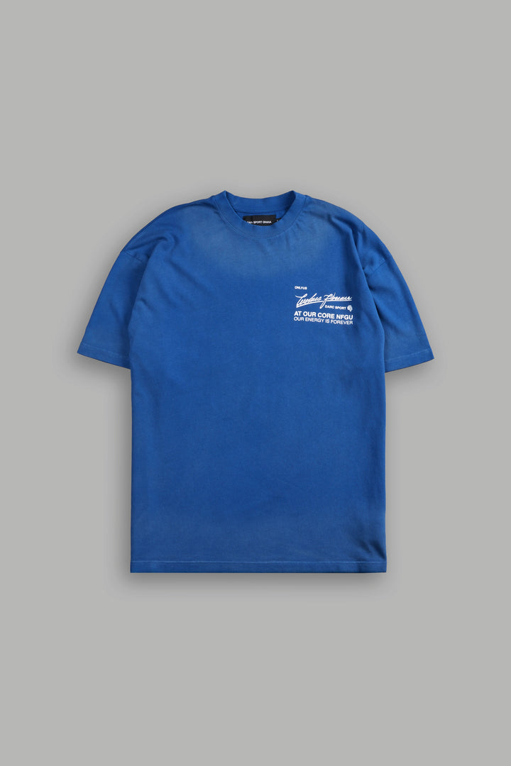 At Our Core "Premium" Oversized Tee in Darc Cobalt Drift Wash