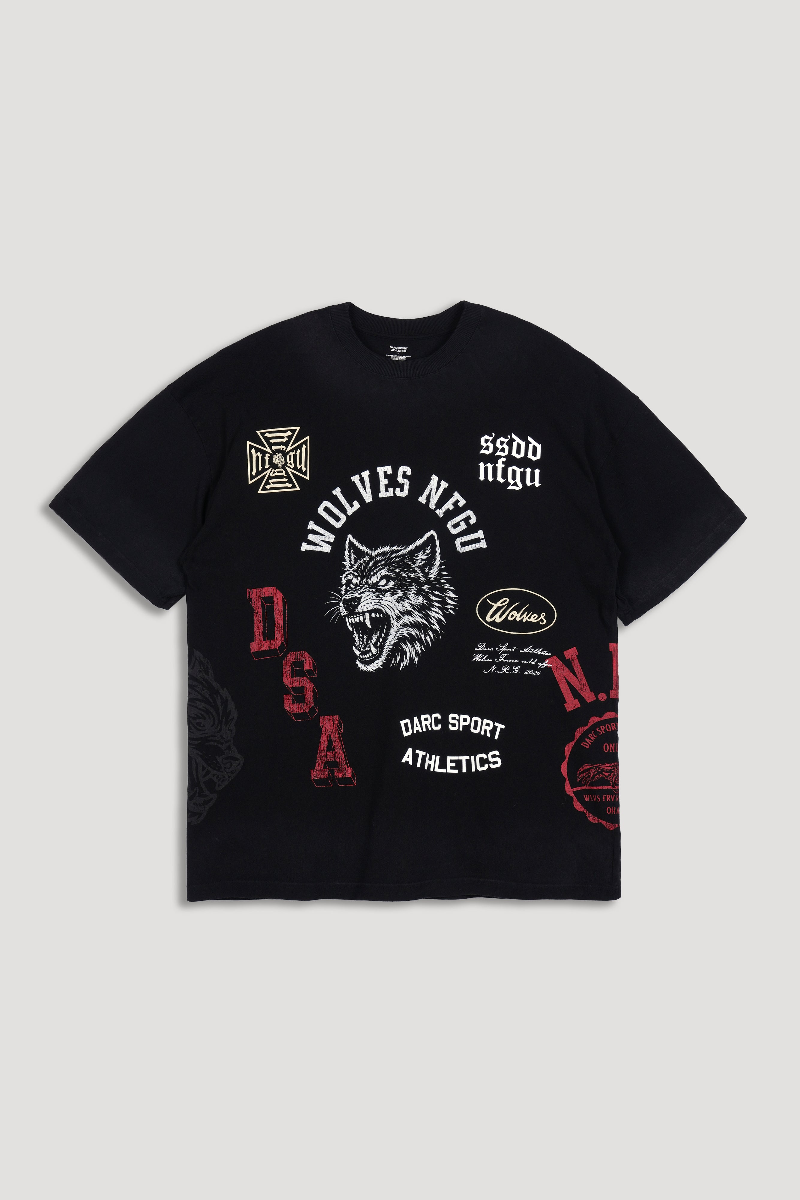 Wolves Athletics Premium Oversized Tee in Black Drift Wash