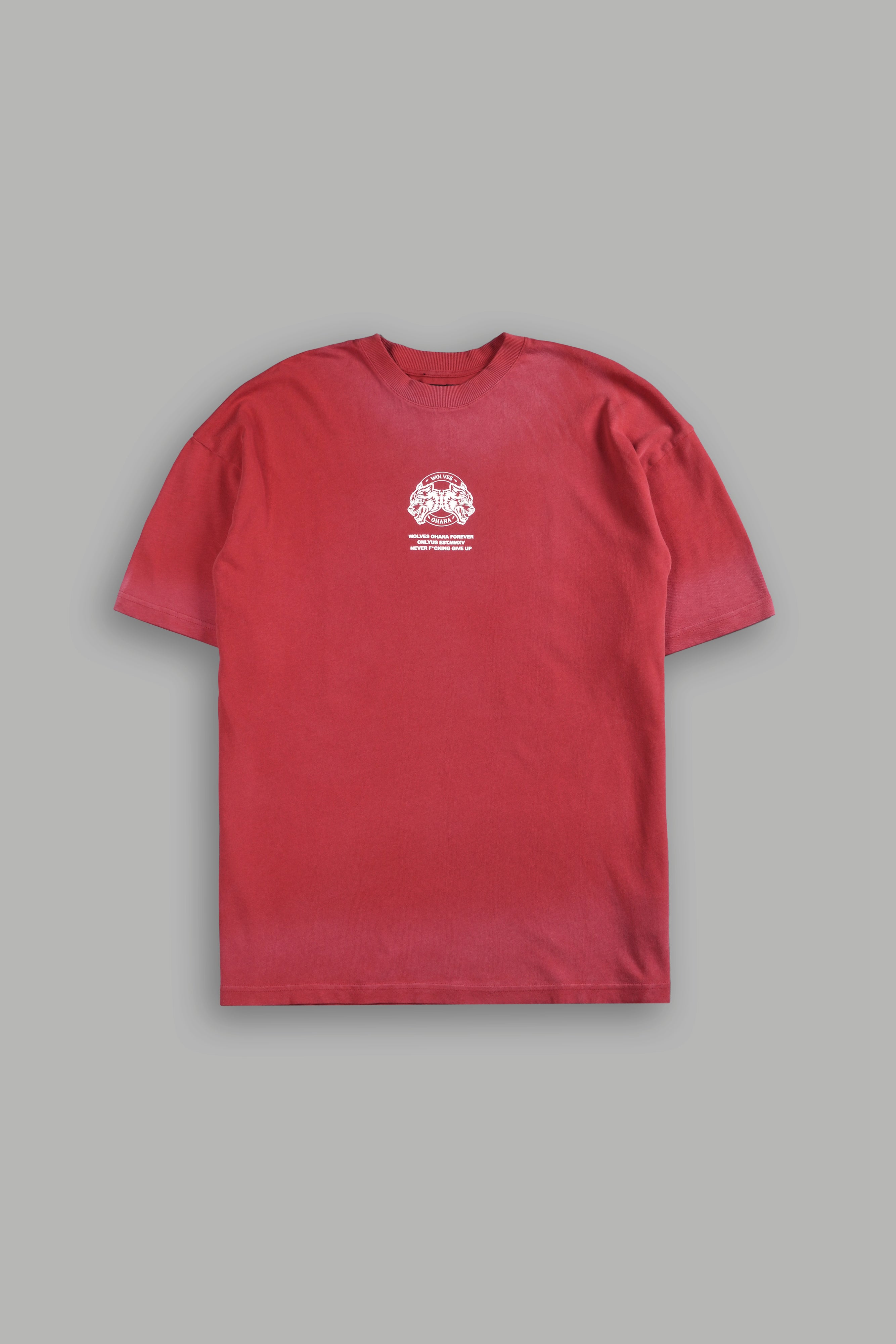 Wolves Ohana Forever "Premium" Oversized Tee in Roman Red Drift Wash