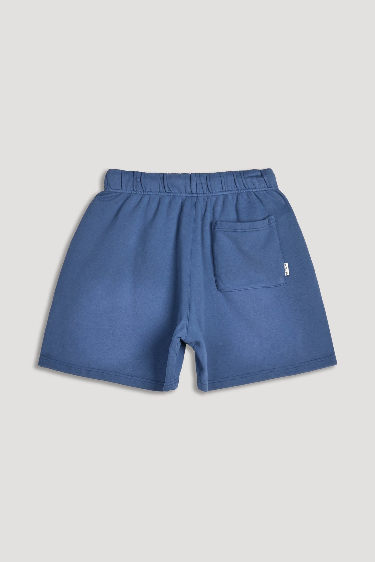 Dual Oversized Post Lounge Sweat Shorts in Washed Denim Sun Fade