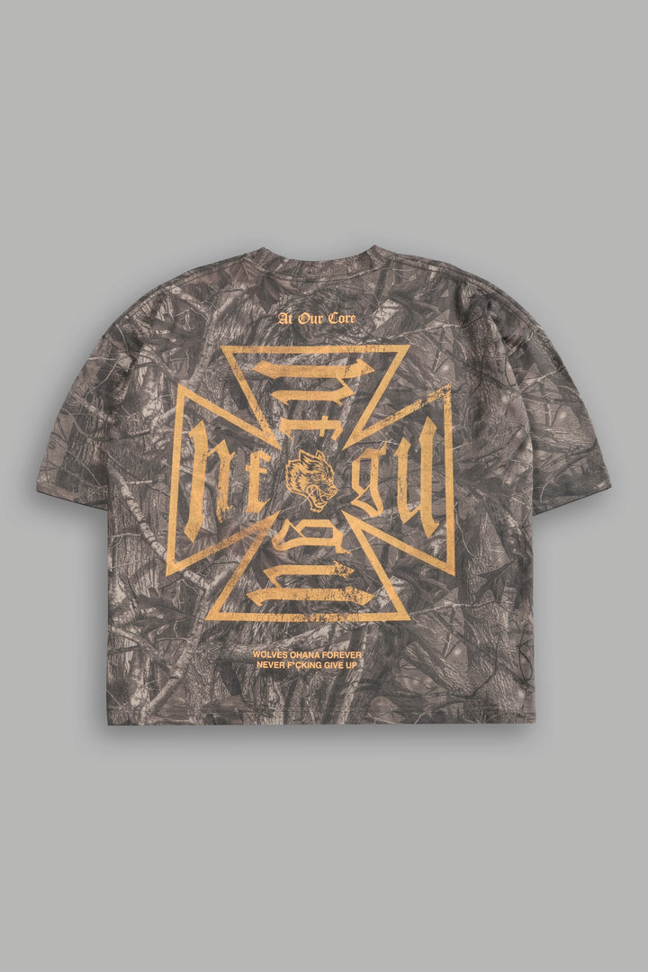 Loyal to the Core Grunge Box Cut Tee in Dusk Moss Driftwood Forest Camo