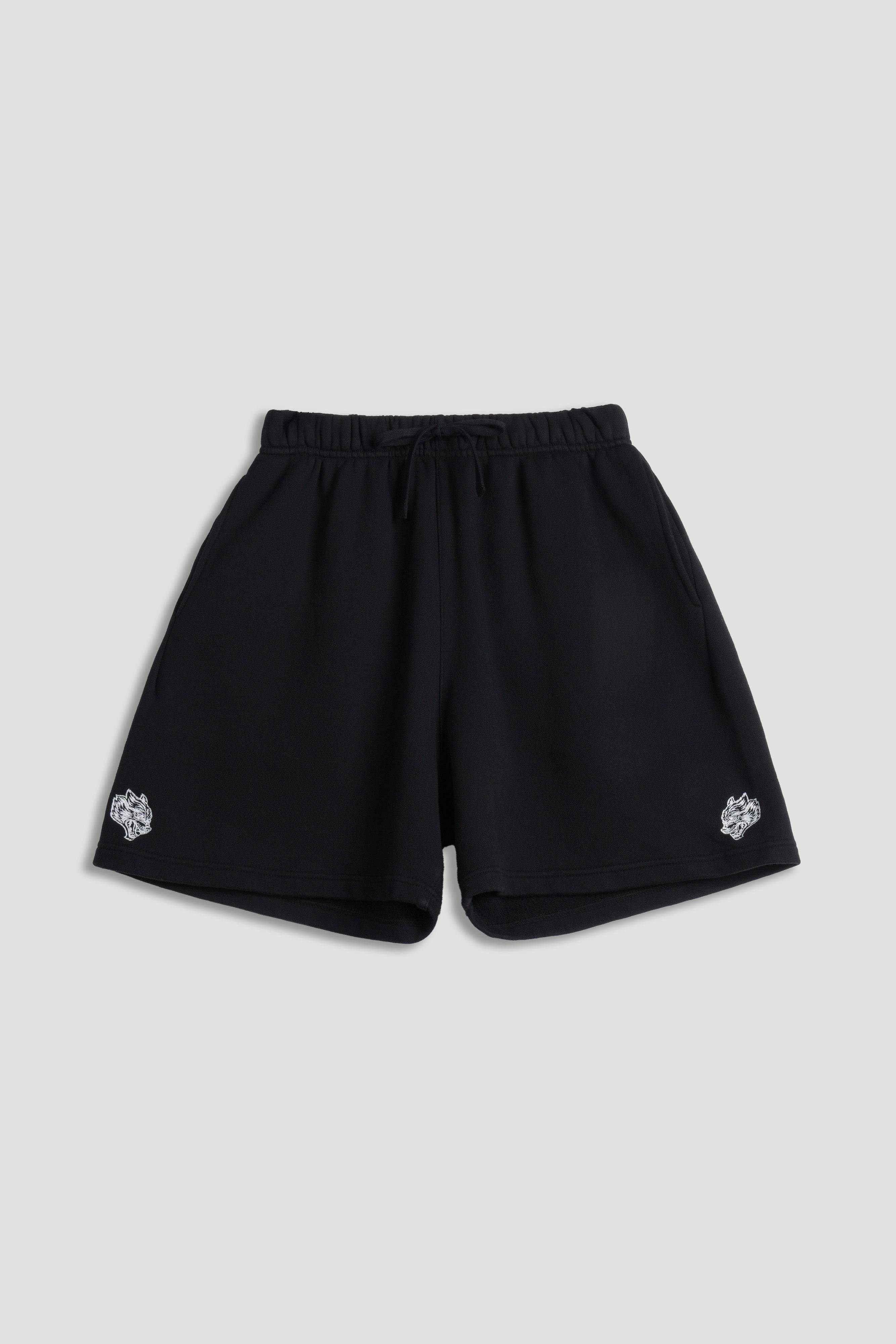 Dual Oversized Post Lounge Sweat Shorts in Black
