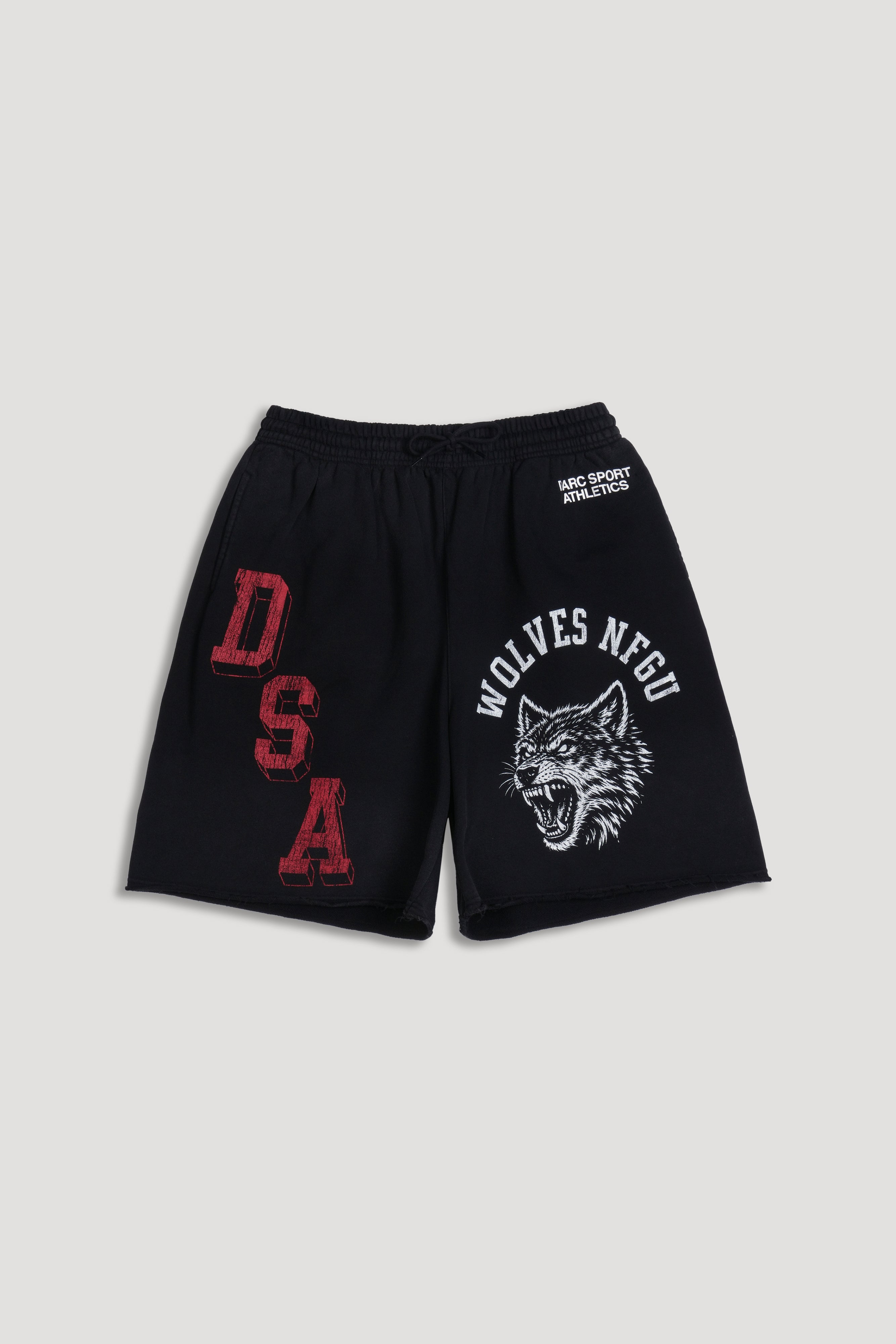 Wolves Athletics Grunge Brock Sweat Short in Black Drift Wash