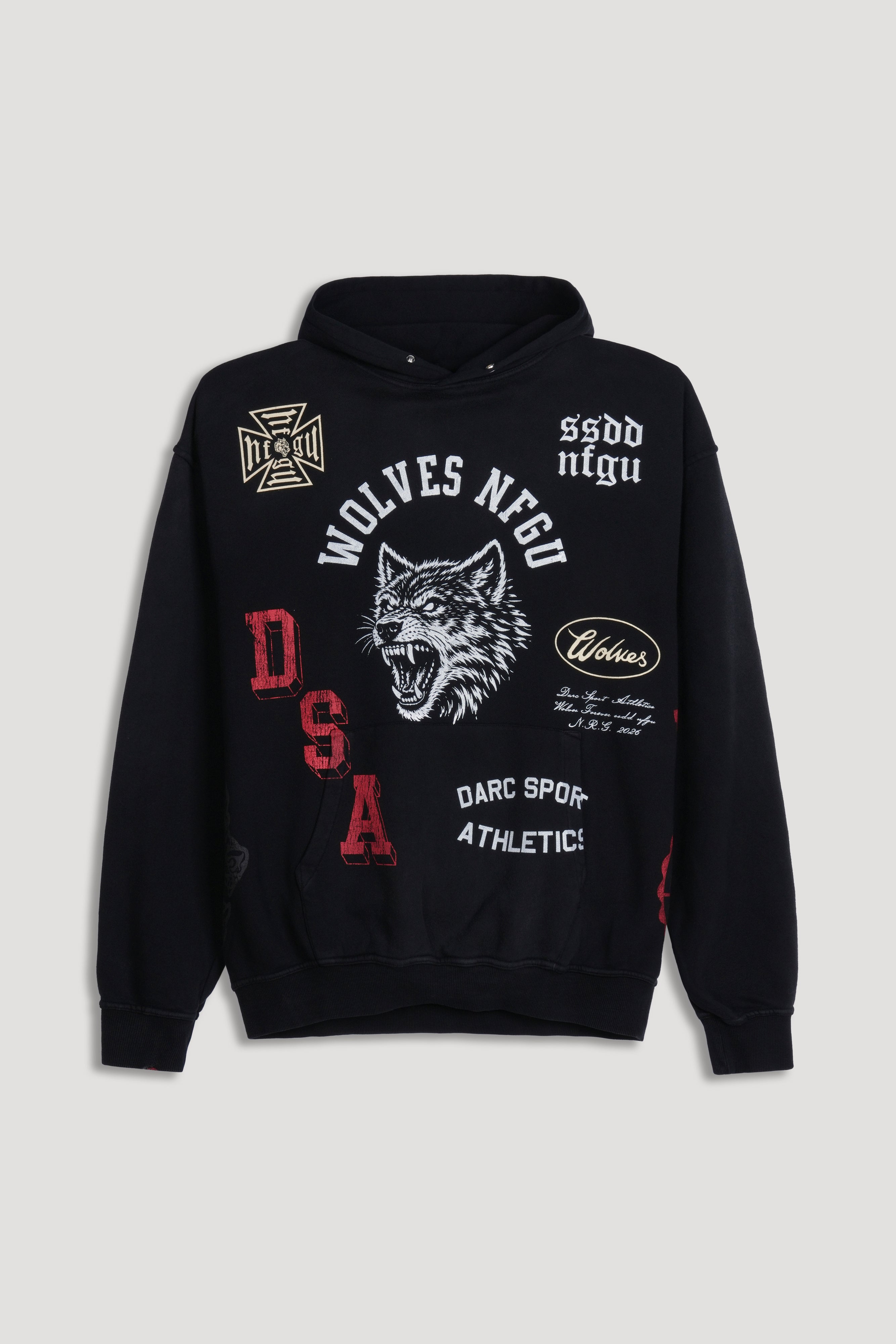 Wolves Athletics Pierce Hoodie in Black Drift Wash