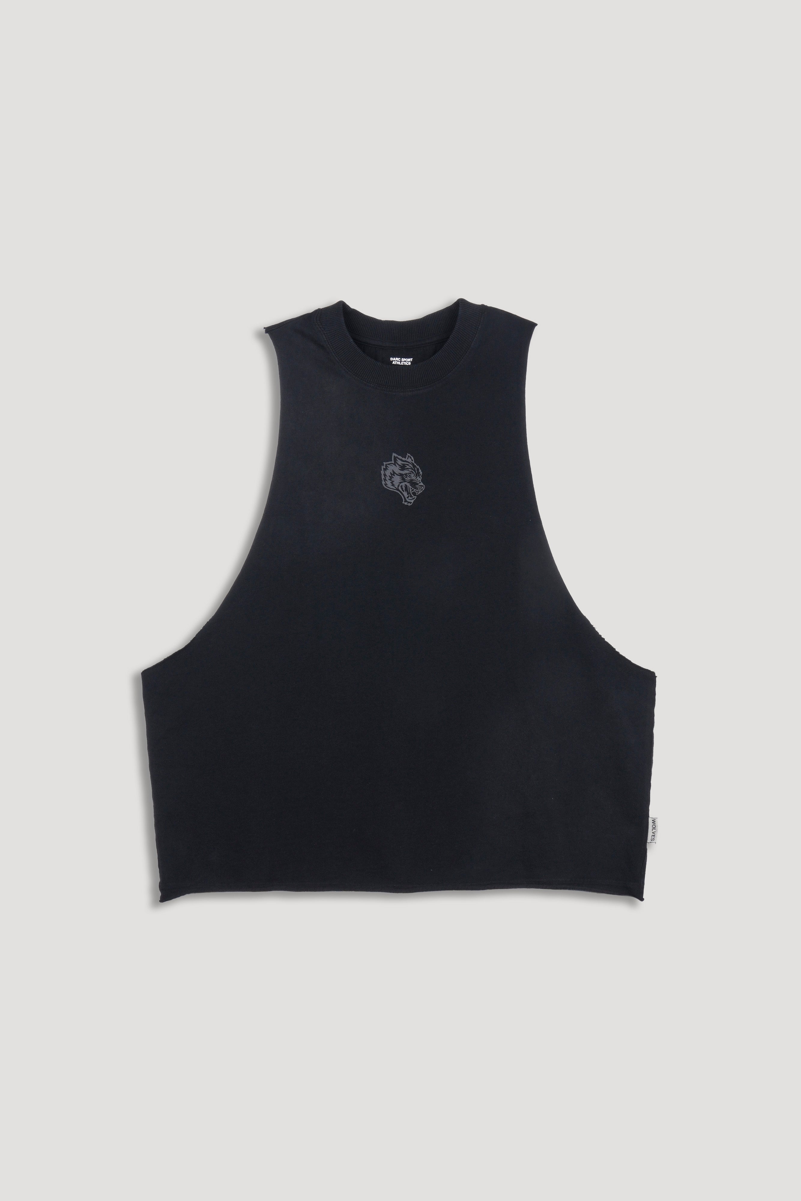 Loyalty Forever Grunge Raw Cropped "Tommy" Muscle Tee  in Black Sun Fade/Black
