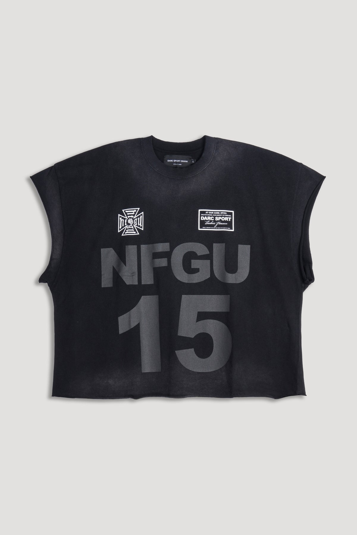 Since Day One "Grunge" Cut Off Tee in Black Drift Wash