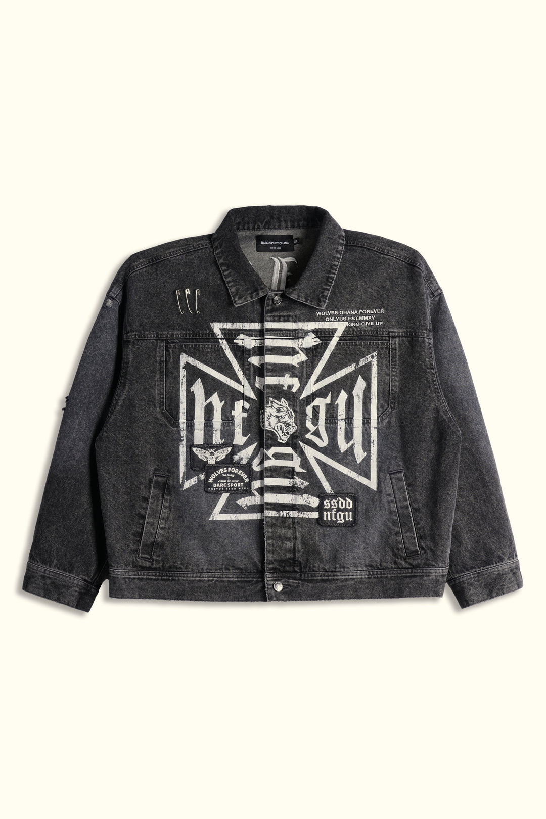 Wolves Core Patch Jax Denim Jacket in Storm Black