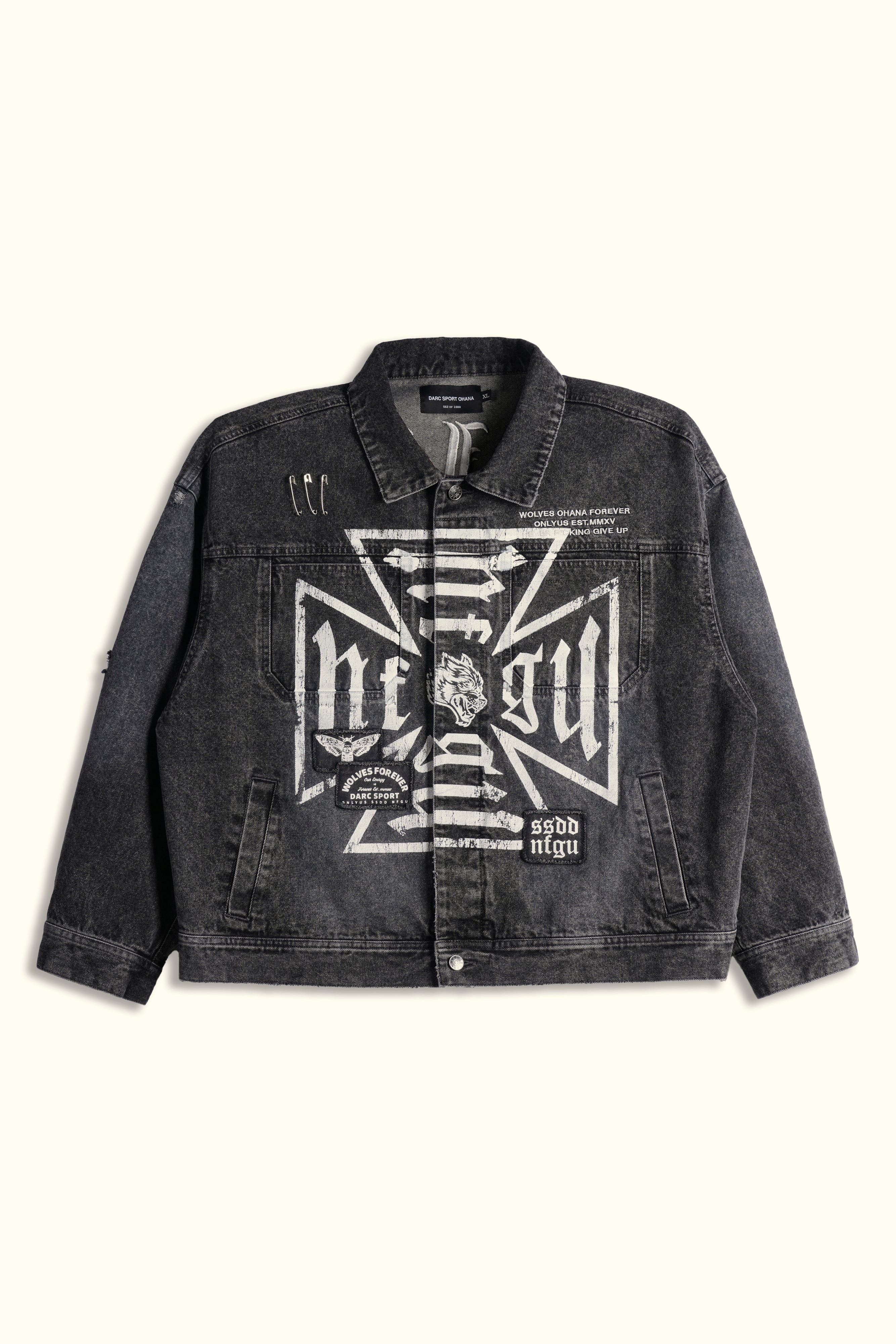 Wolves Core Patch Jax Denim Jacket in Storm Black
