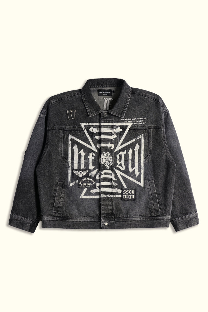 Wolves Core Patch Jax Denim Jacket in Storm Black