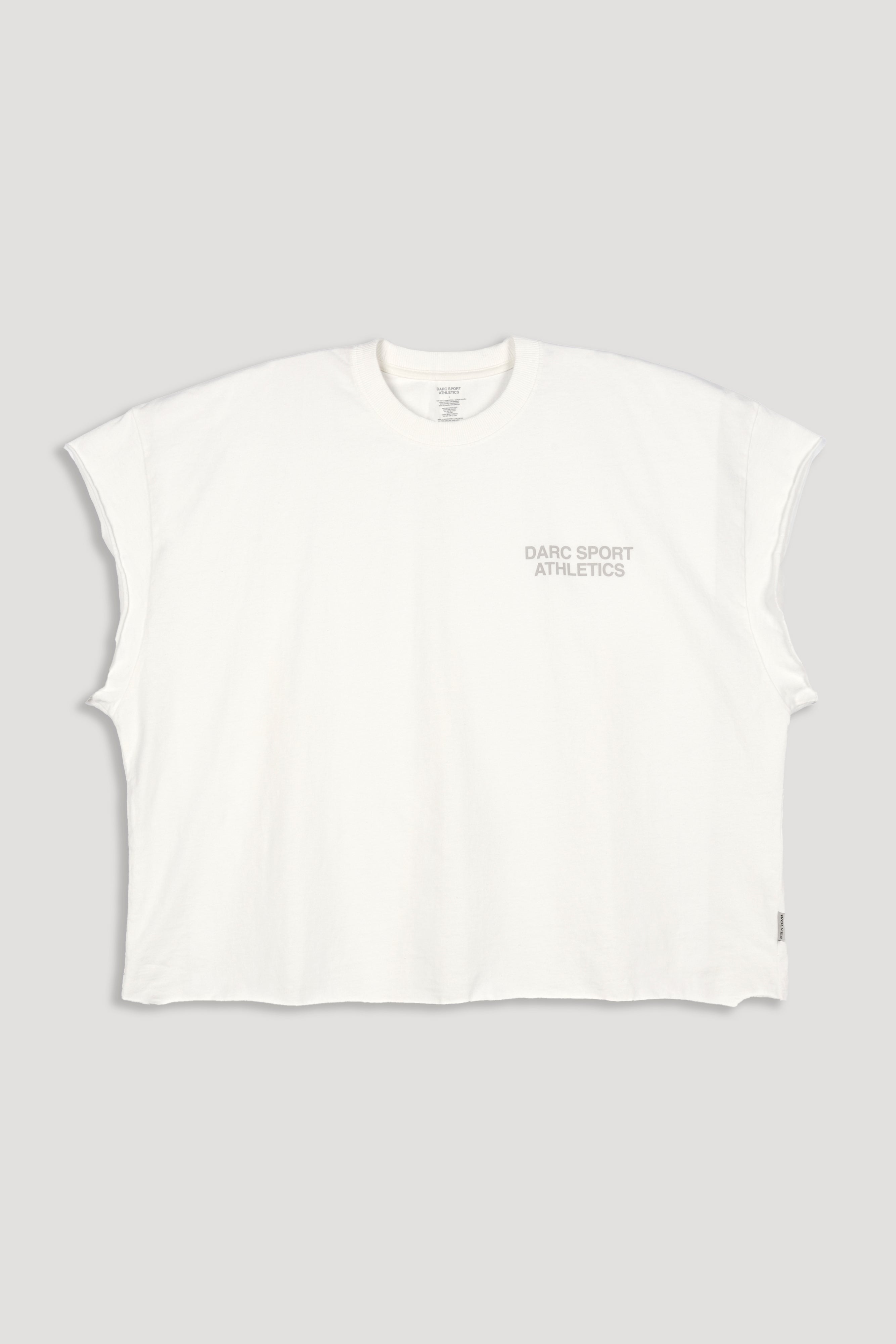 Darc Sport Athletics Grunge Cut-Off Tee in Cream