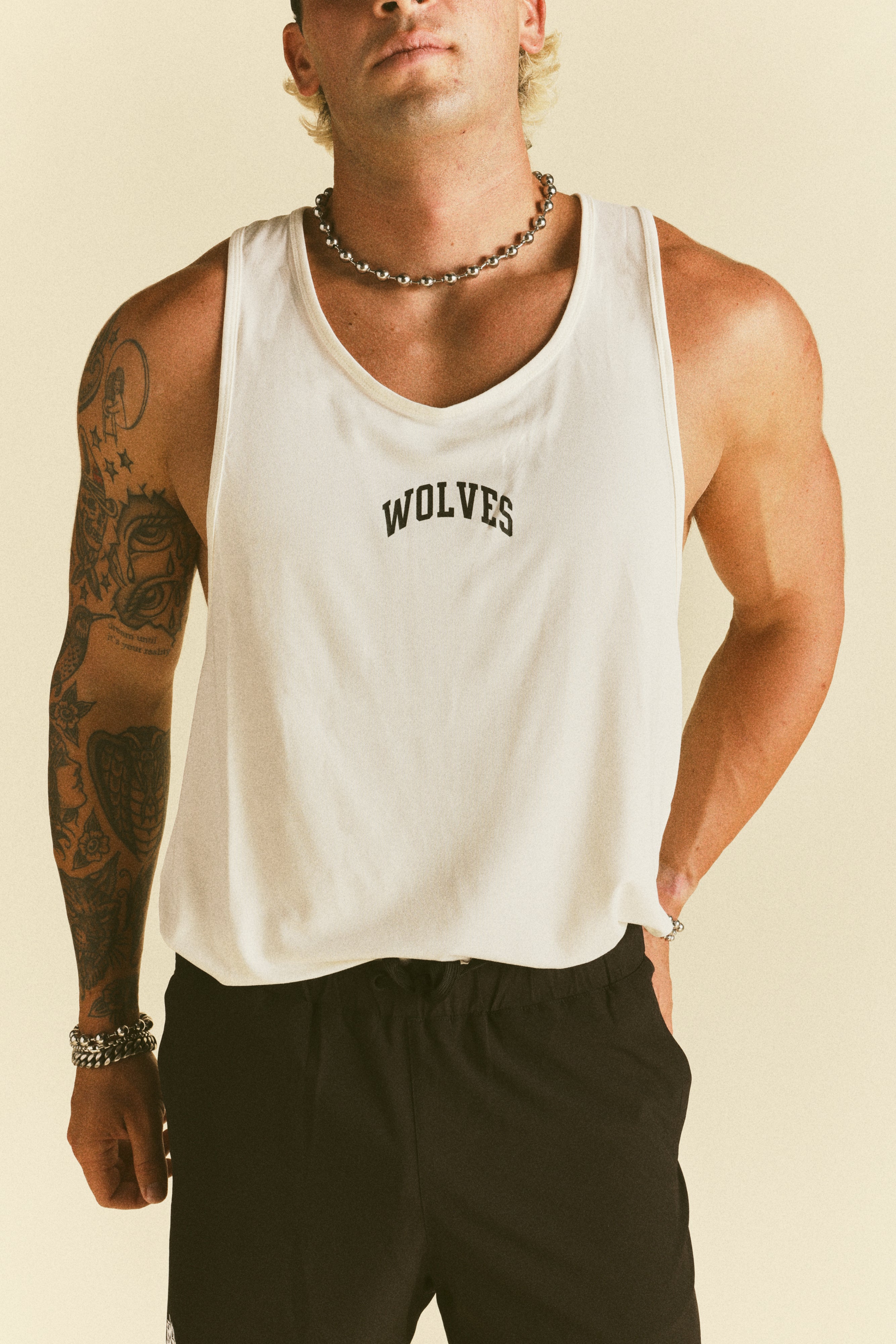 Loyalty Forever "Dry Wolf" Drop Tank in Cream