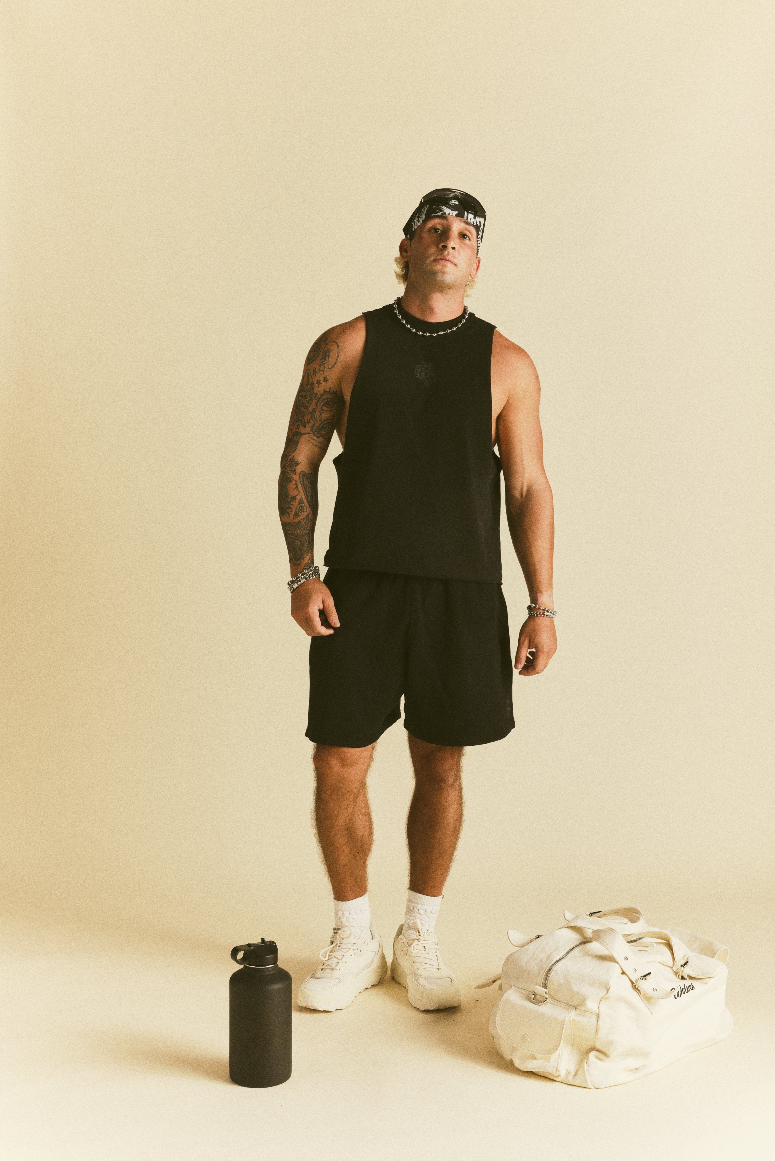 Loyalty Forever Grunge Raw Cropped "Tommy" Muscle Tee  in Black Sun Fade/Black
