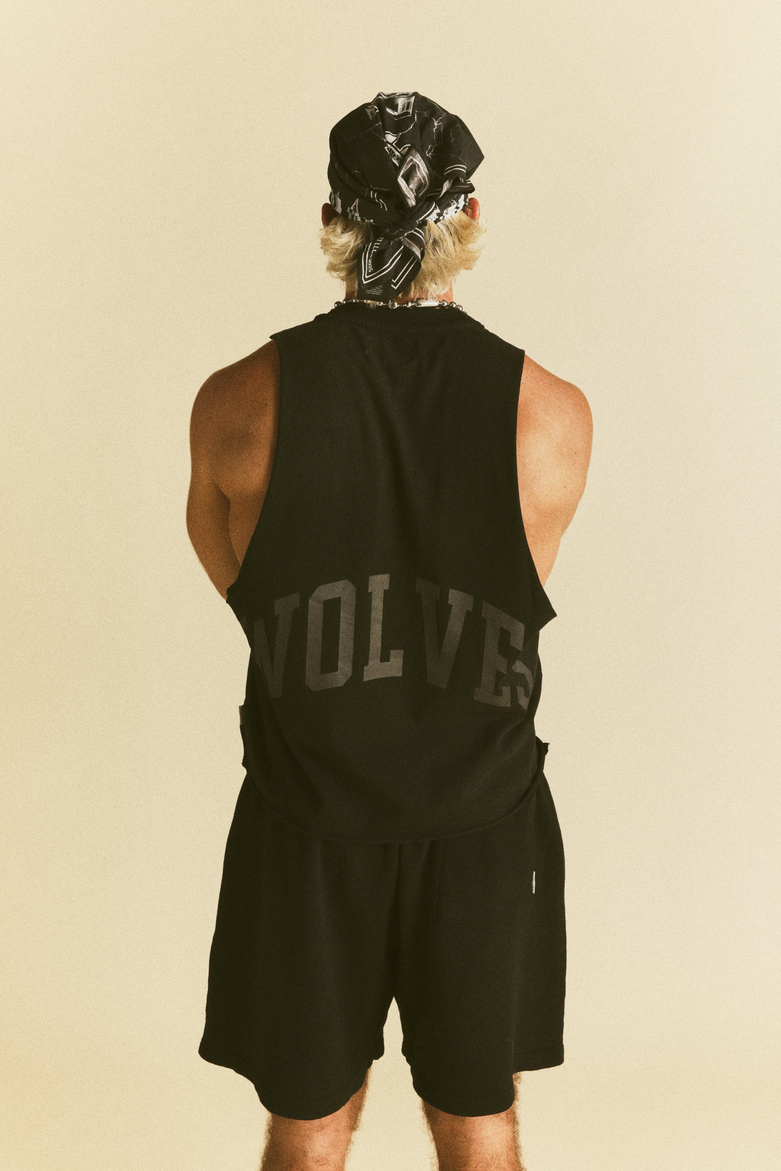 Loyalty Forever Grunge Raw Cropped "Tommy" Muscle Tee  in Black Sun Fade/Black