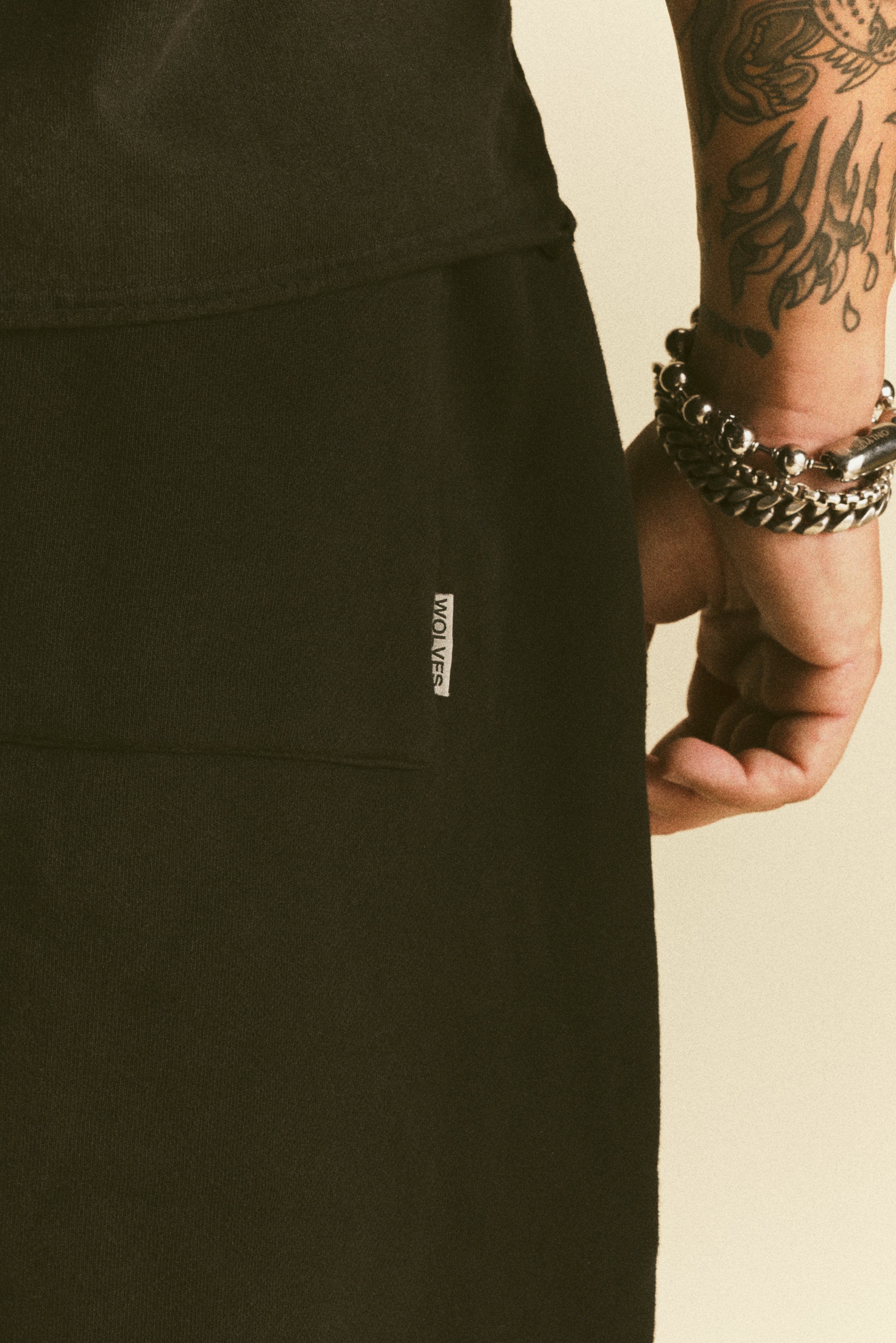Dual Oversized Post Lounge Sweat Shorts in Black Sun Fade/Black