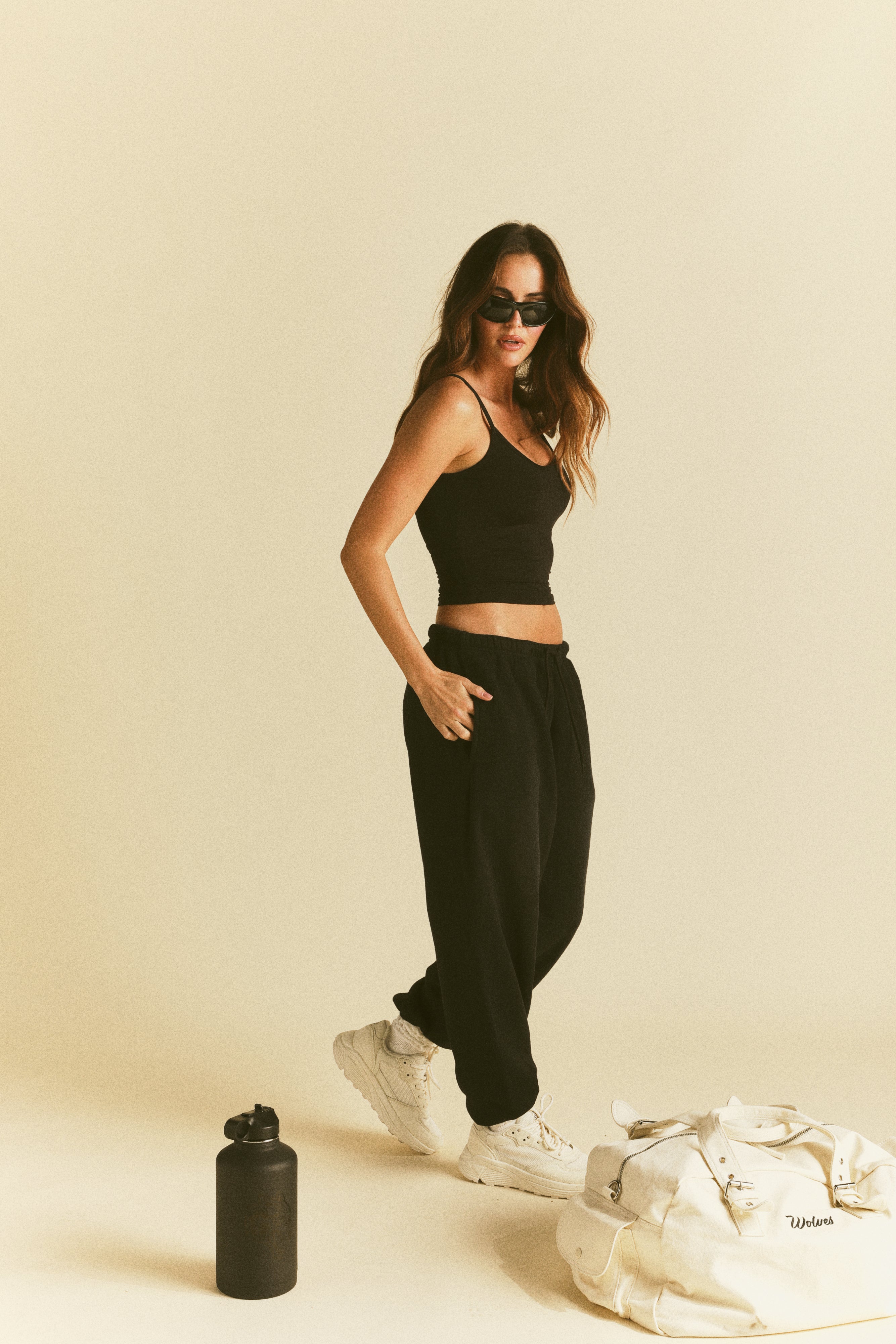 Forever Mark "Hallie" Silky Tank Top in Black
