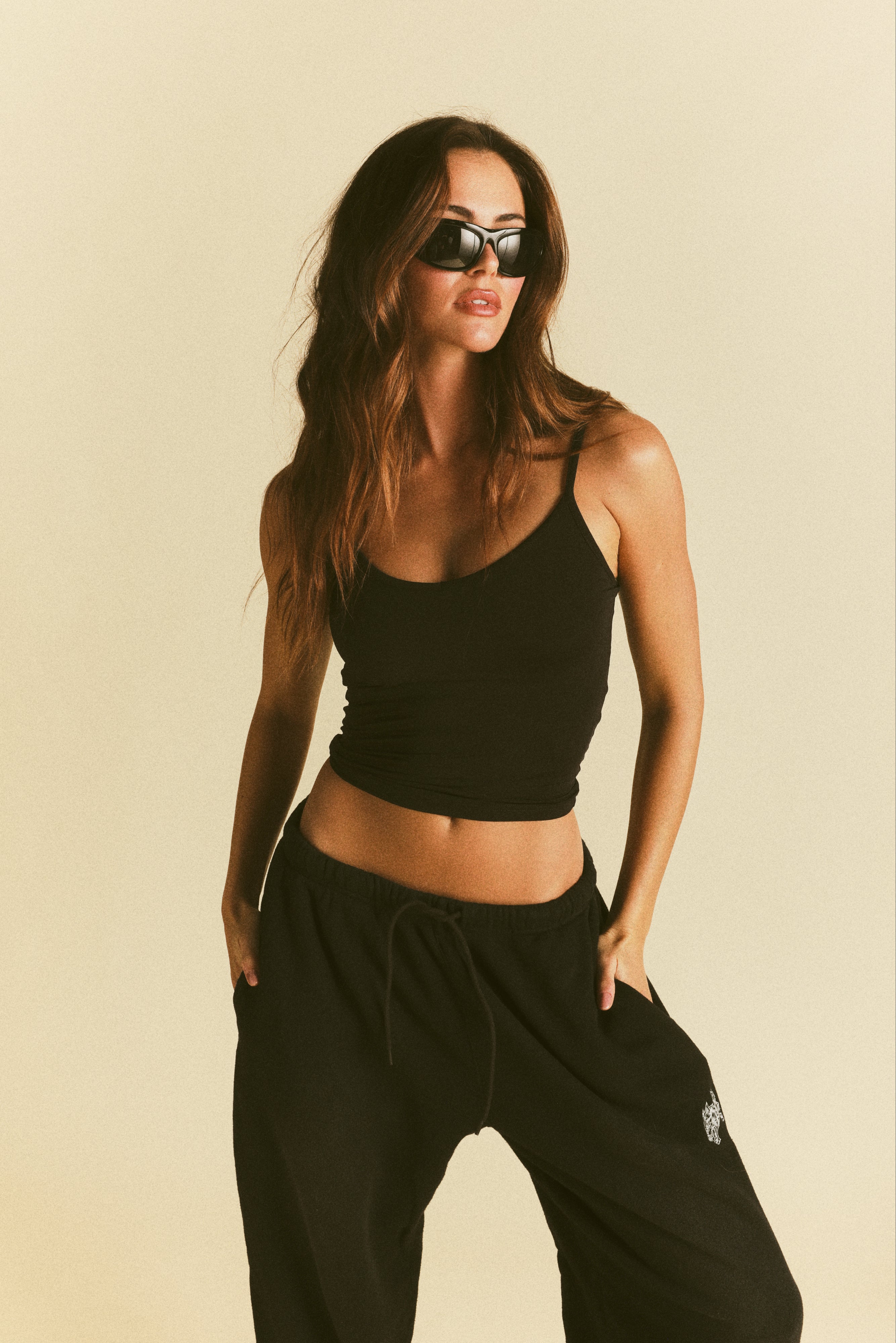 Forever Mark "Hallie" Silky Tank Top in Black