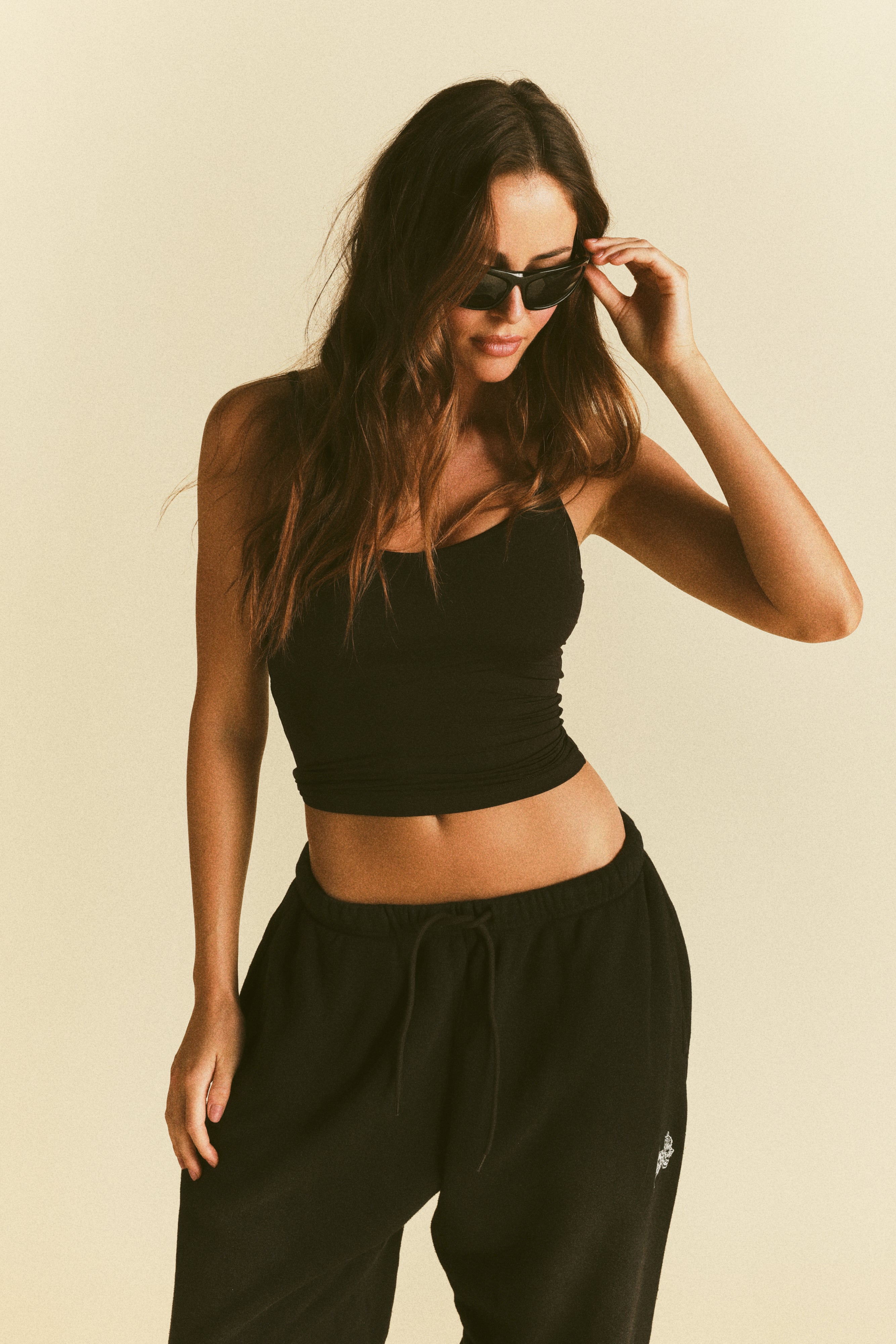 Forever Mark "Hallie" Silky Tank Top in Black