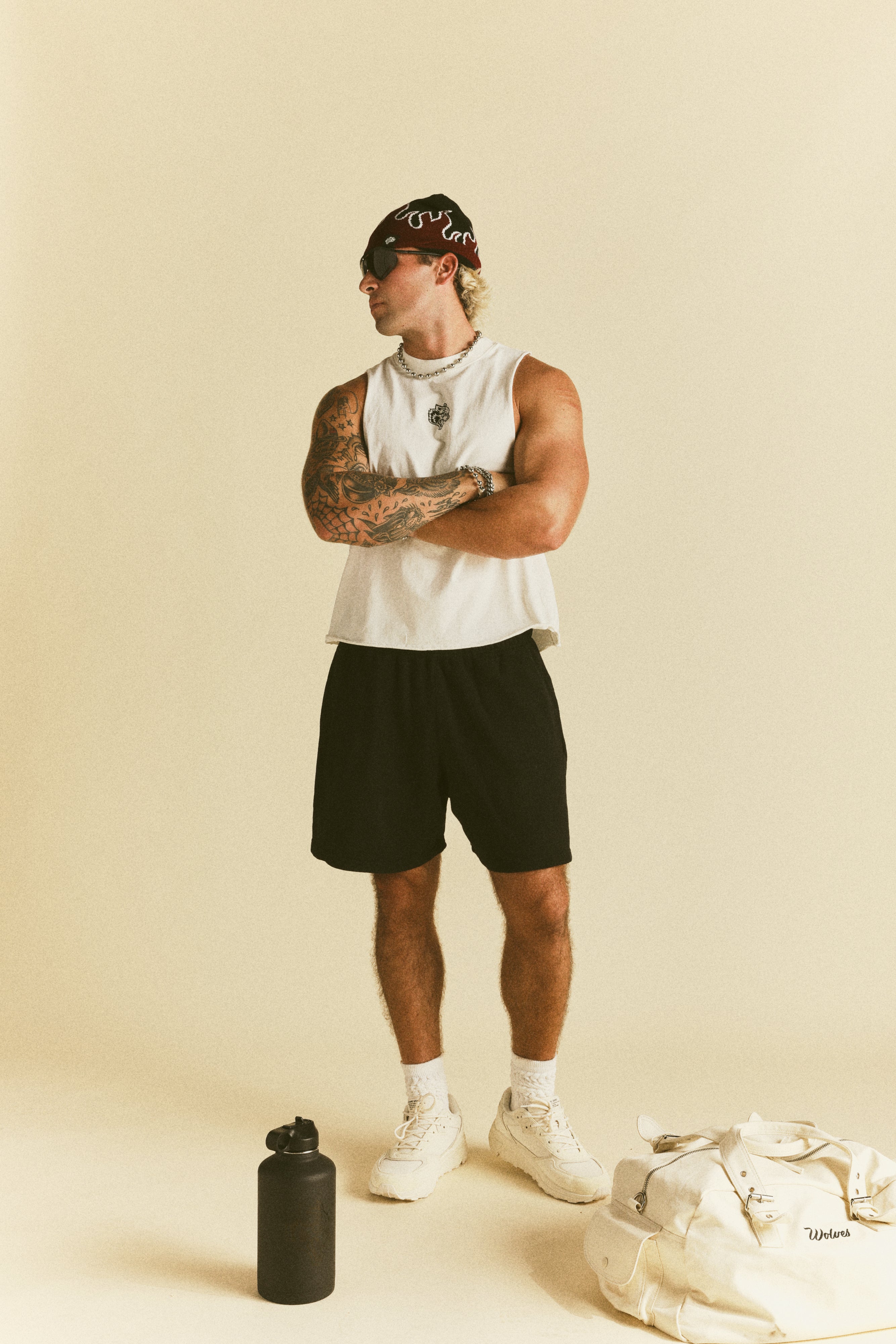 Loyalty Forever Grunge Raw Cropped "Tommy" Muscle Tee  in Cream
