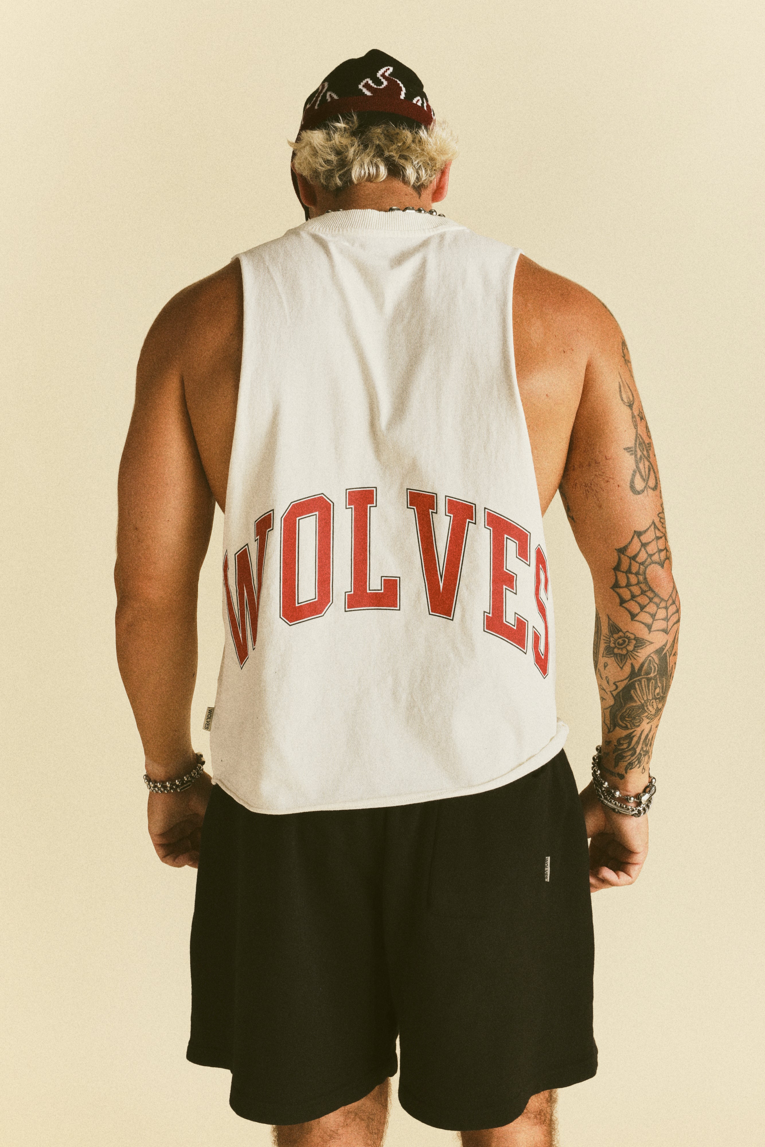 Loyalty Forever Grunge Raw Cropped "Tommy" Muscle Tee  in Cream
