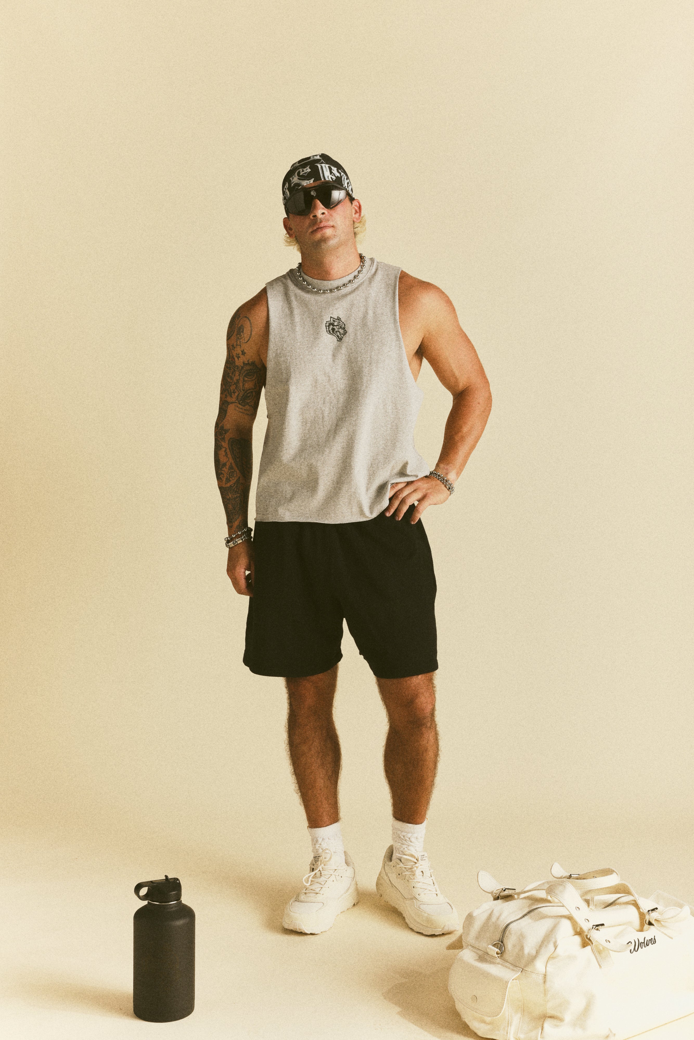 Loyalty Forever Grunge Raw Cropped "Tommy" Muscle Tee in Light Athletic Gray