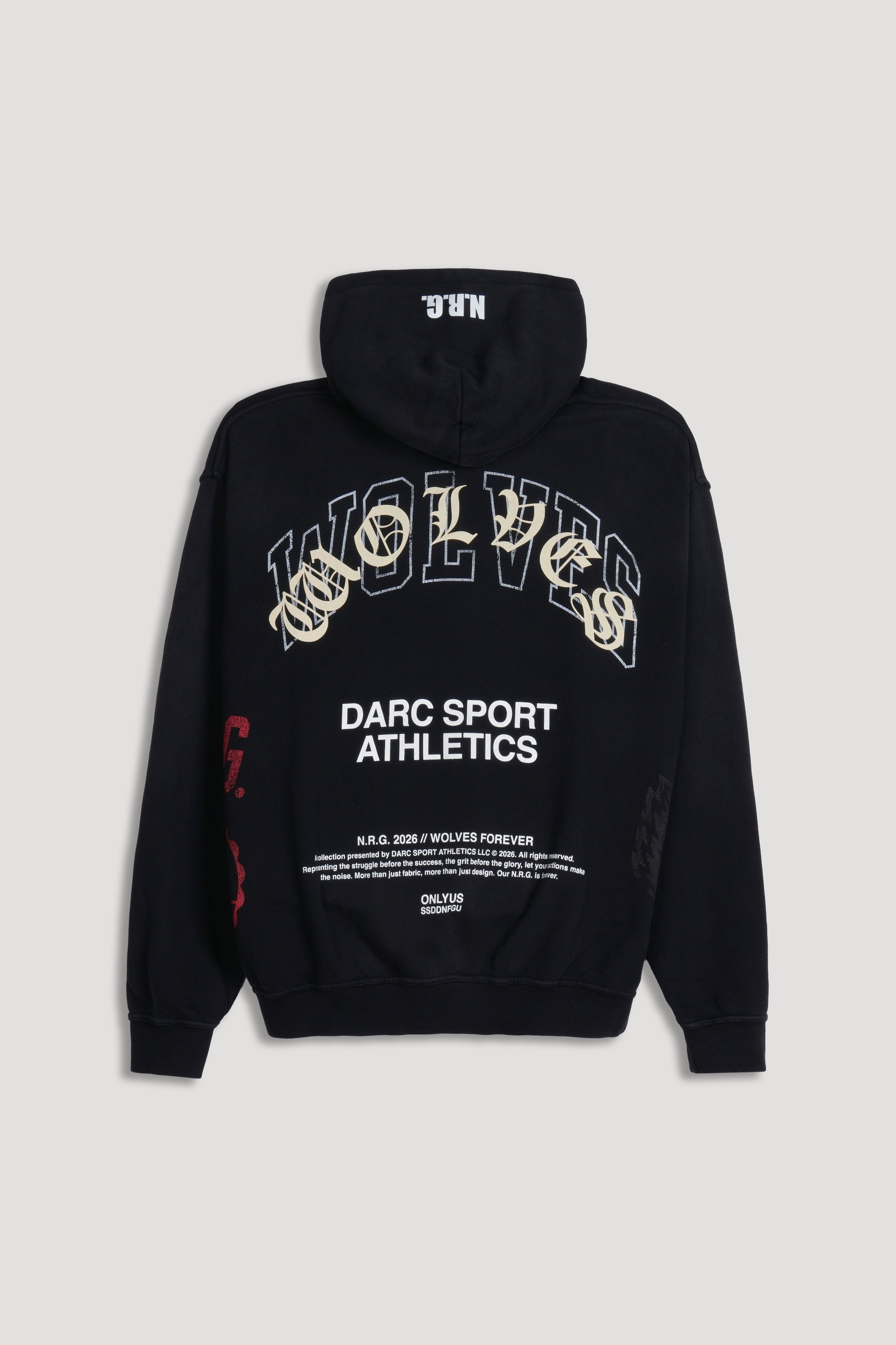 Wolves Athletics Pierce Hoodie in Black Drift Wash