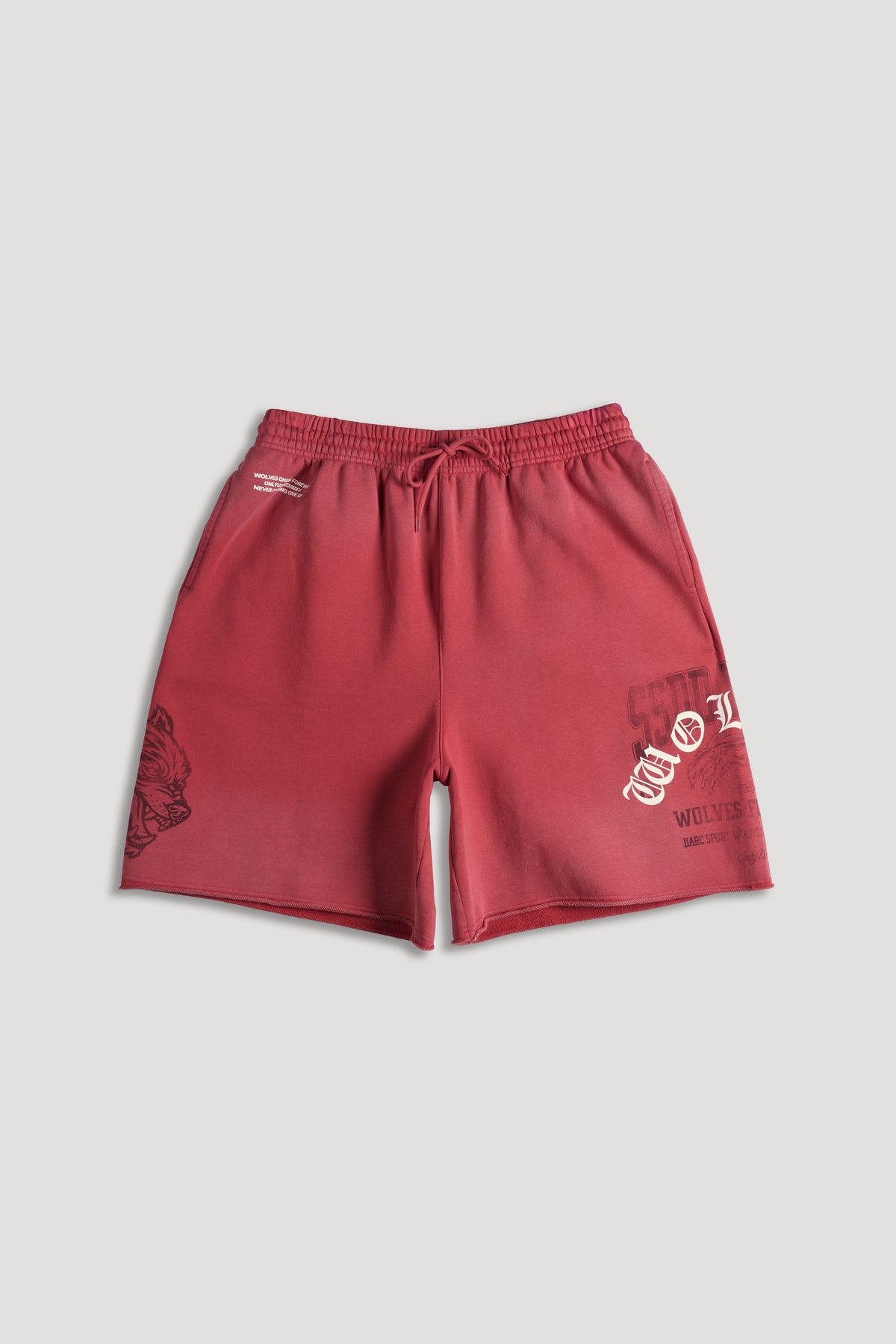 Ohana League Grunge Brock Sweat Short in Roman Red Drift Wash