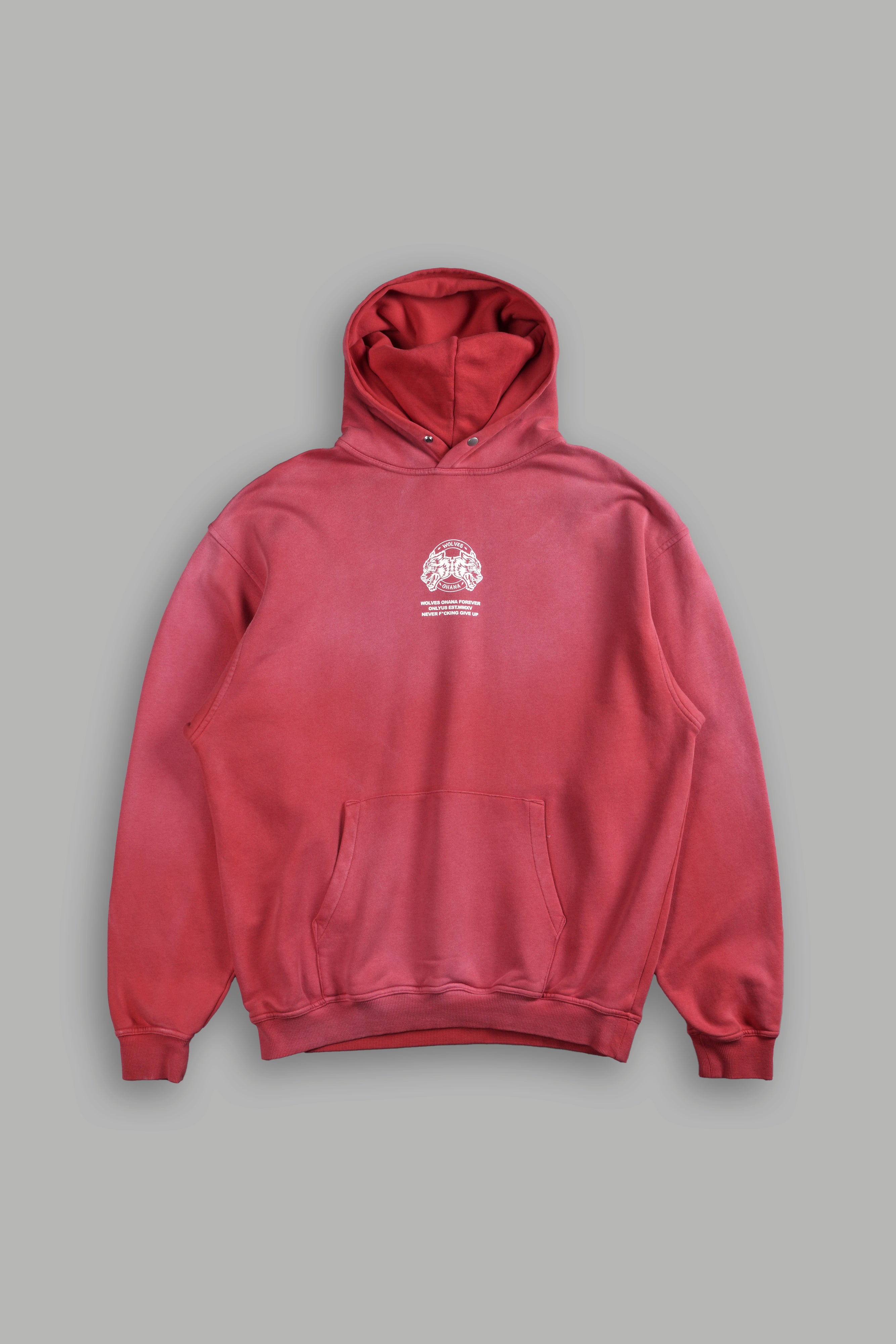 Wolves Ohana Forever "Pierce" Hoodie in Roman Red Drift Wash