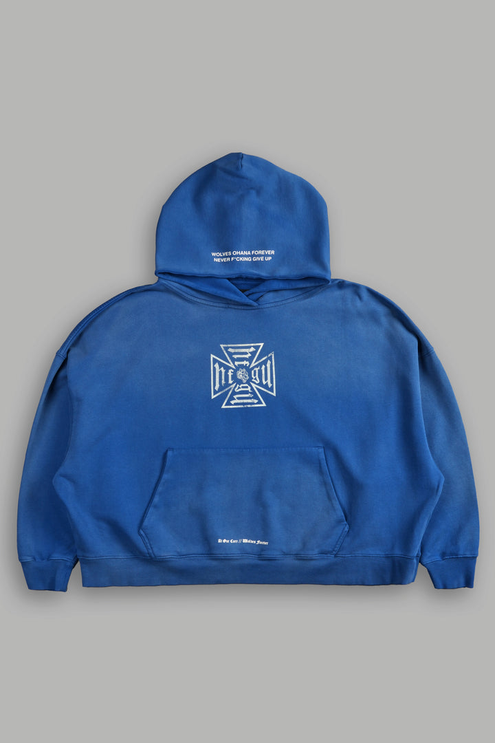 Loyal To The Core "Gage Box Cut" Grunge Hoodie in Darc Cobalt Drift Wash
