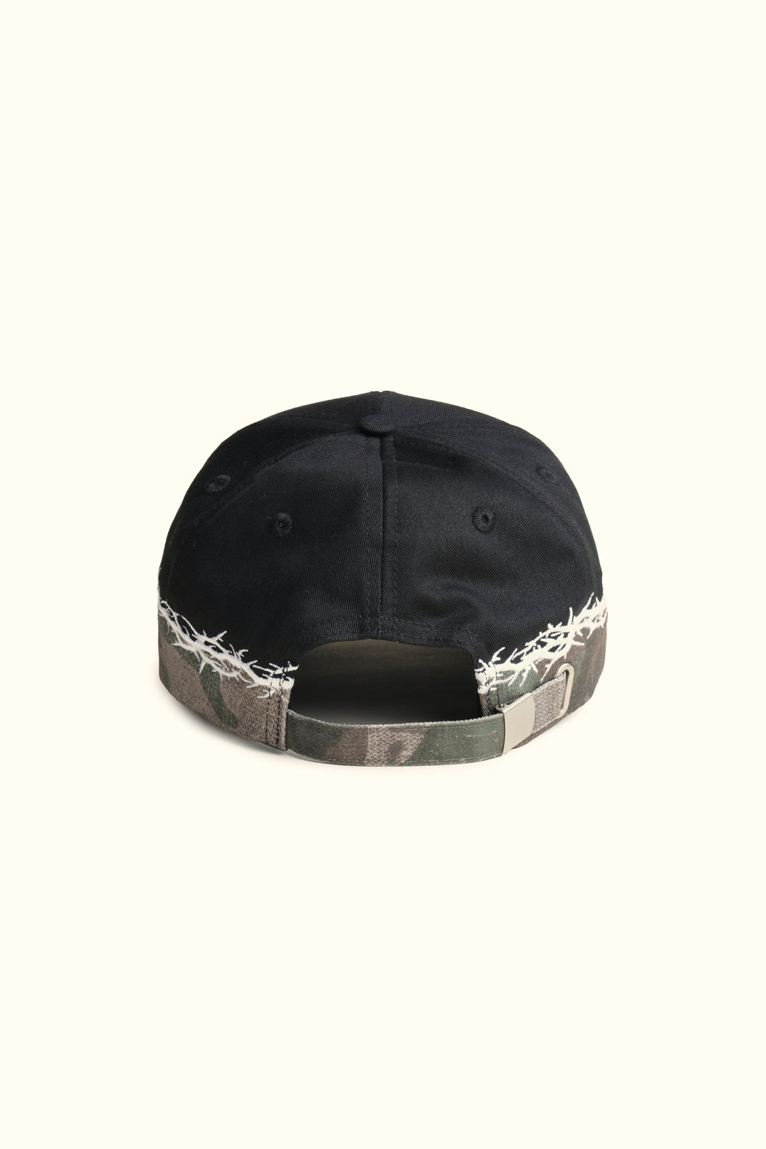 Ohana Thorns 5 Panel Hat in Black/Ohana Woodland Camo