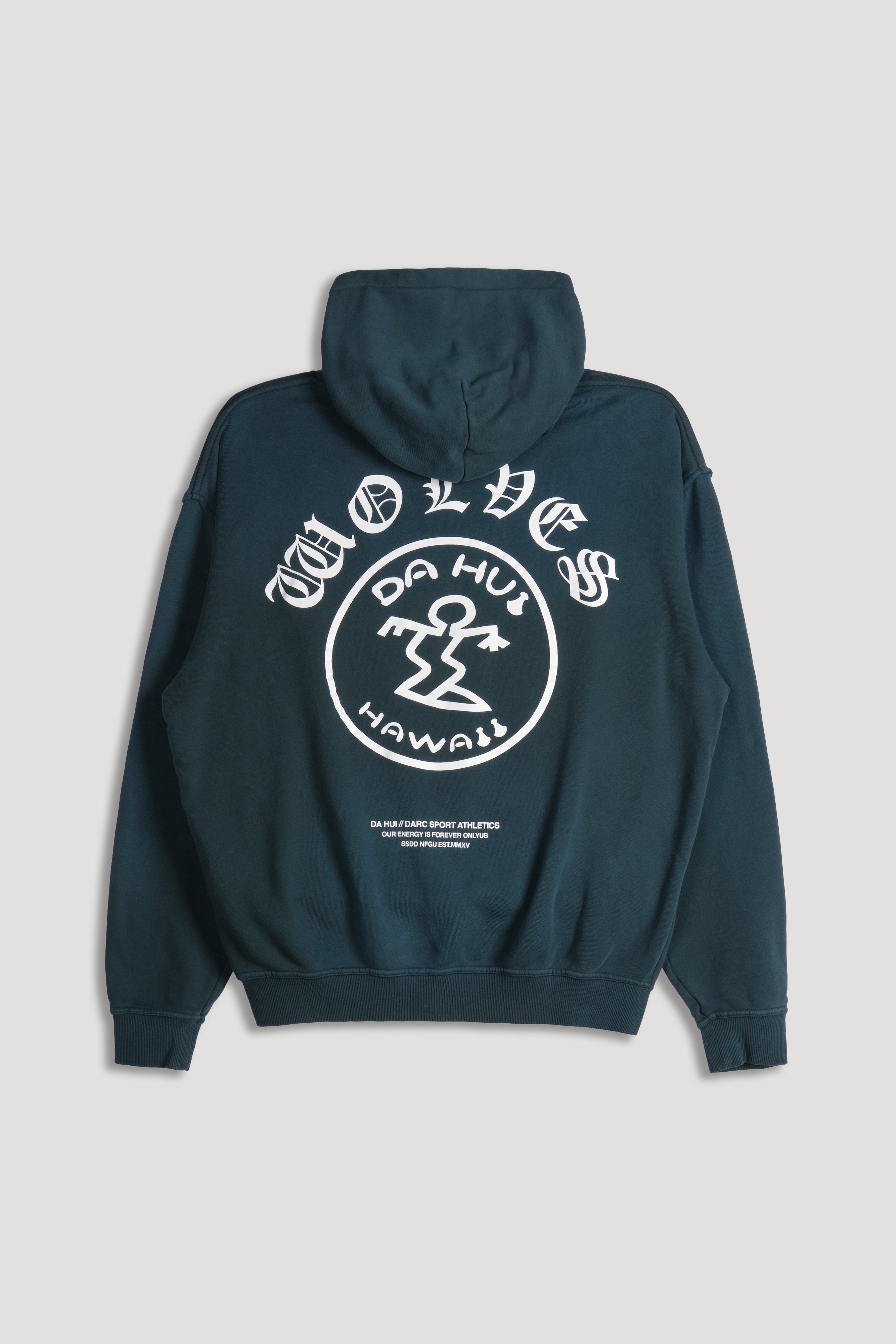 Darc Sport X Da Hui Pierce Hoodie in Forest Pine Sun Fade