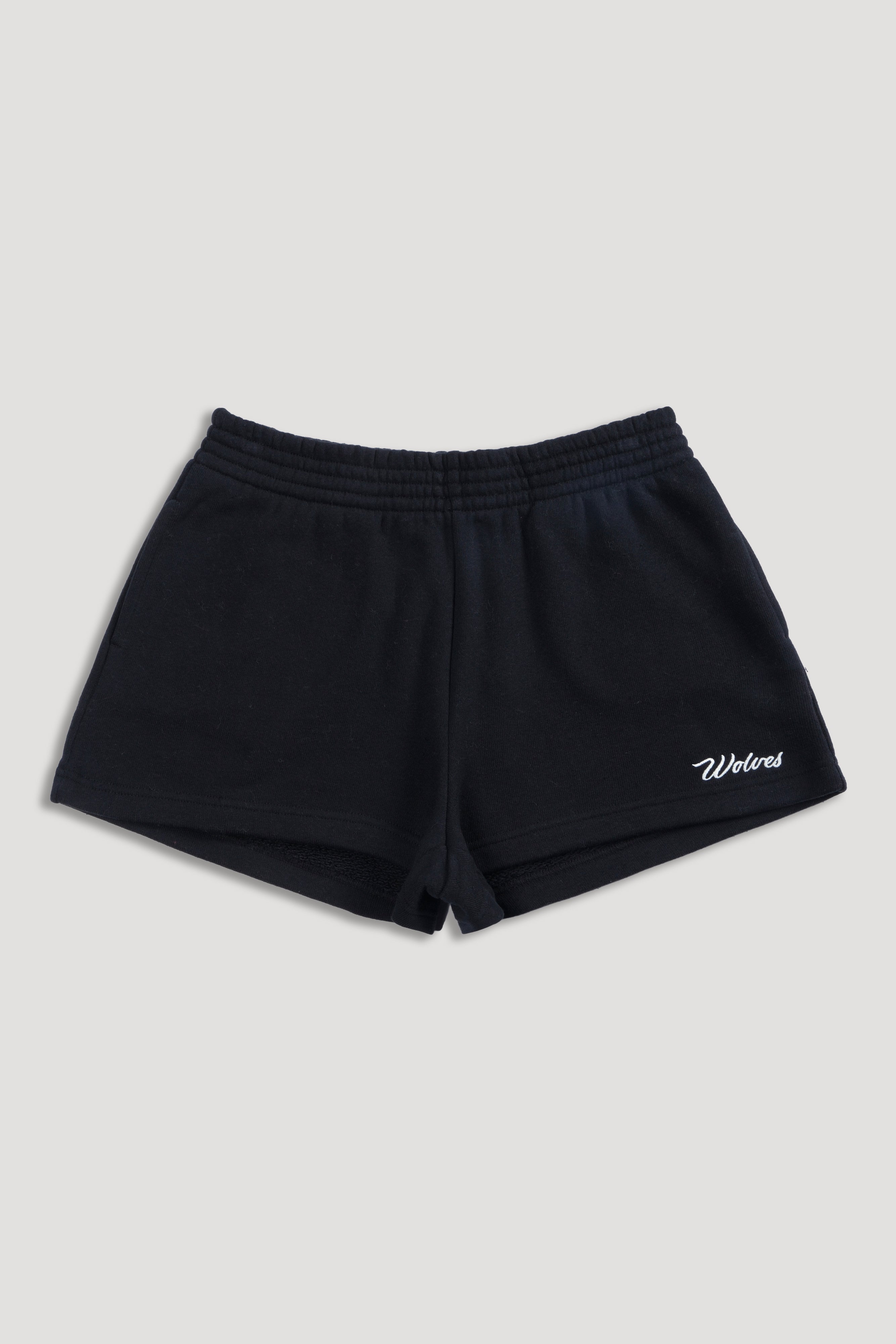 Cursive Wolves Premium "Ellie" Sweat Shorts in Black