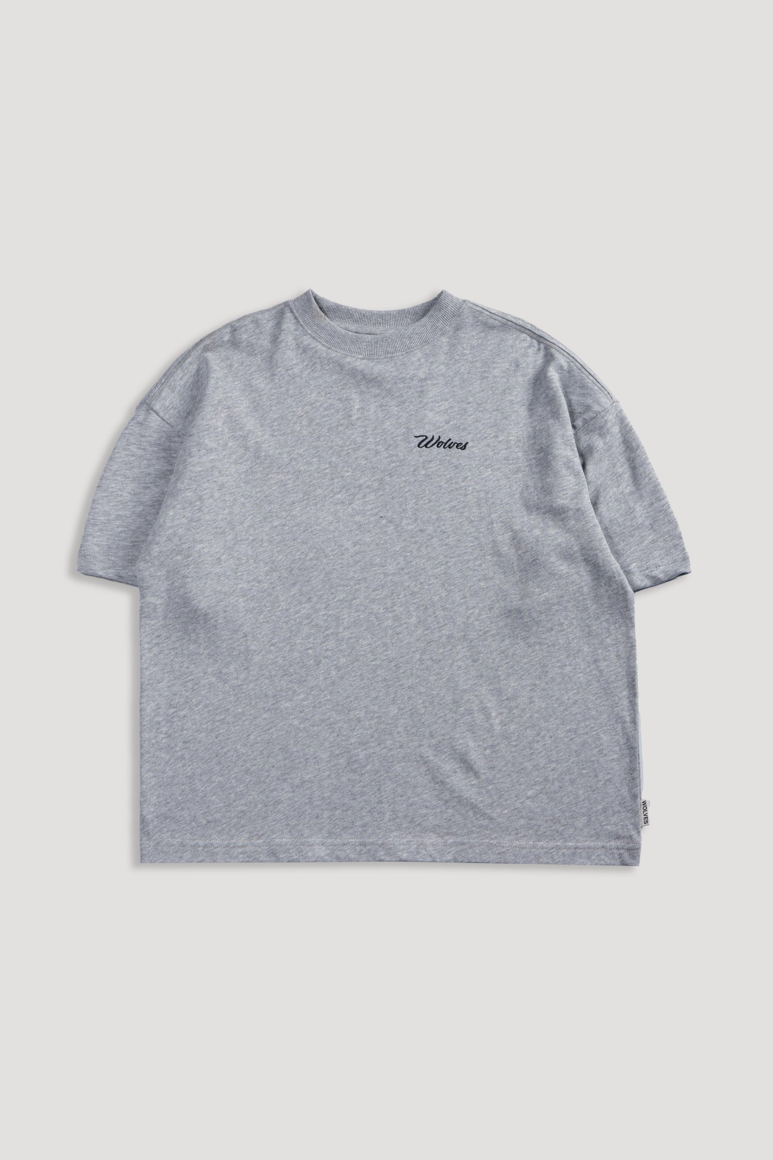 Cursive Wolves Premium Box Cut Tee in Heather Gray