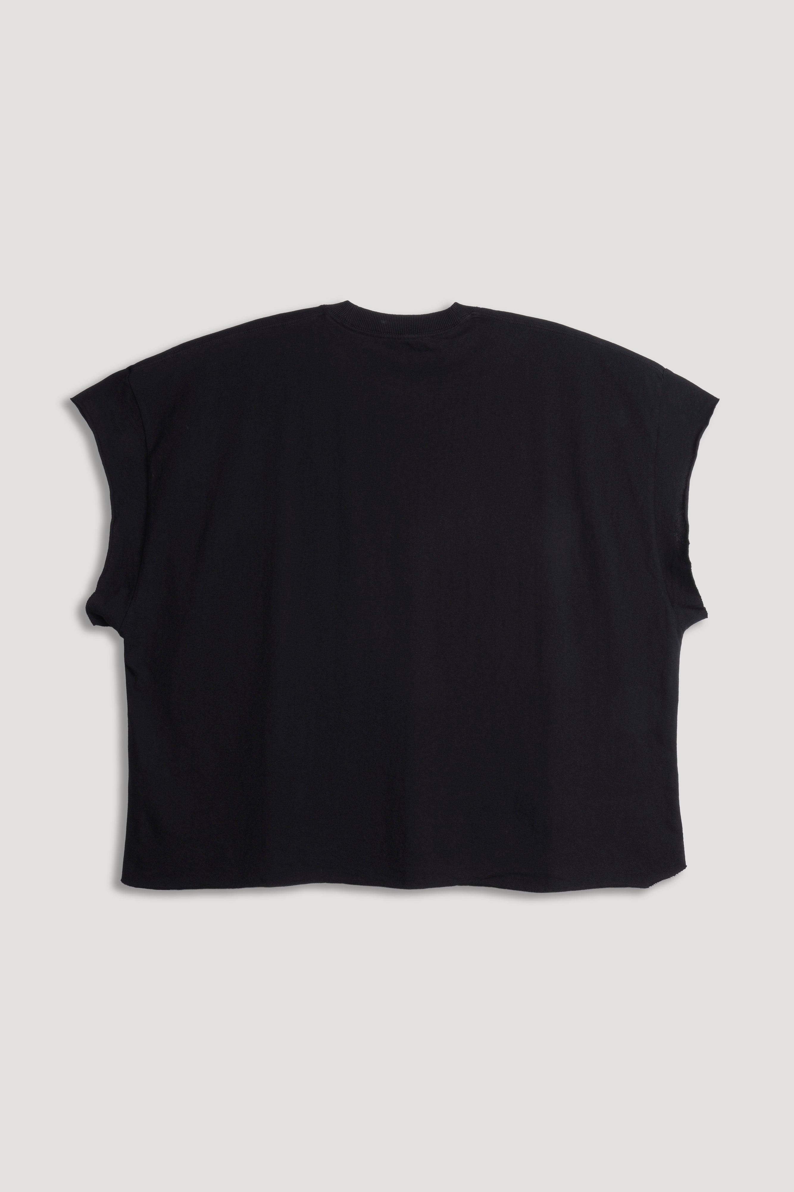 Wolf Head Grunge Cut-Off Tee in Black