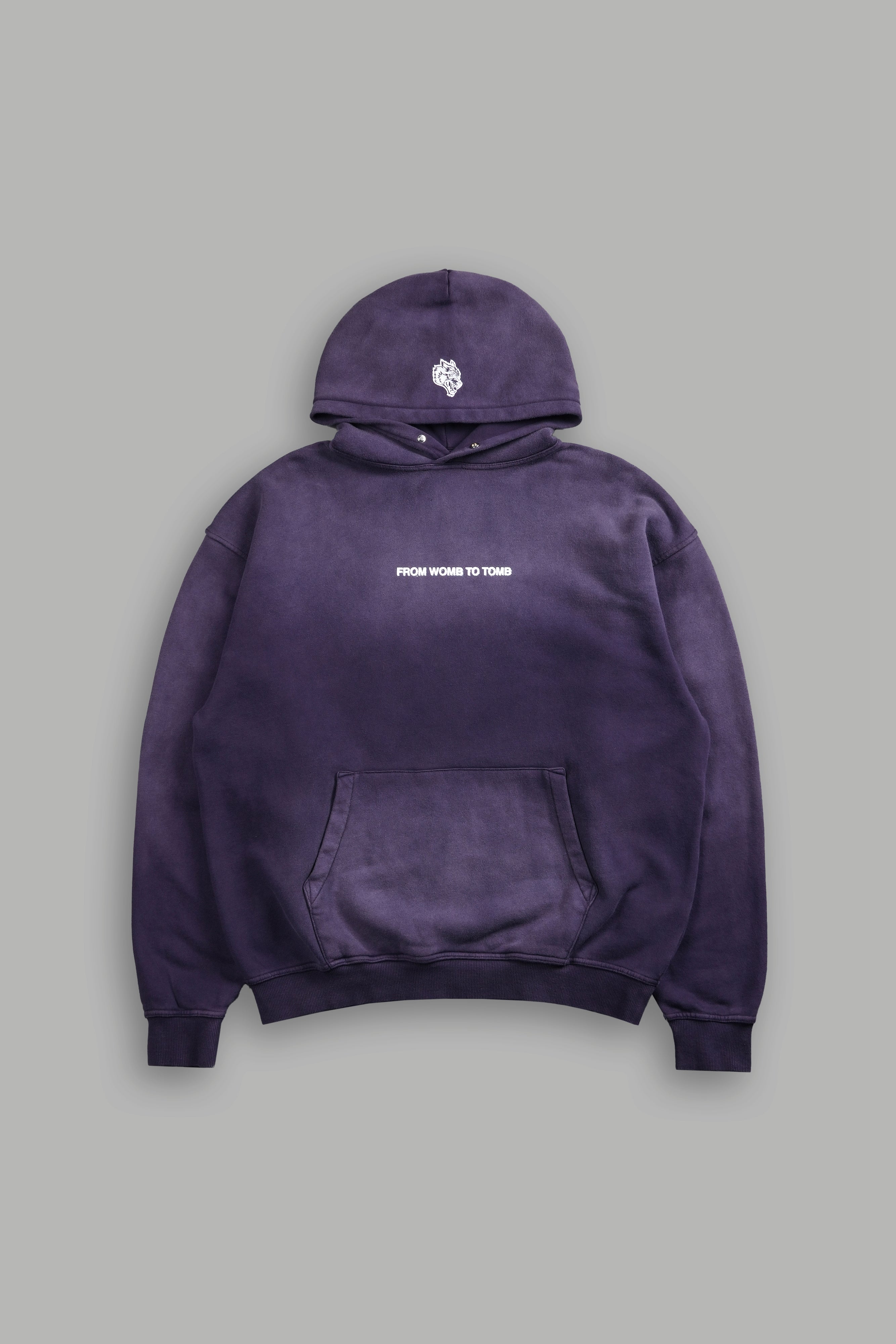 From Womb To Tomb Ohana "Pierce" Hoodie in Phantom Purple Sun Fade