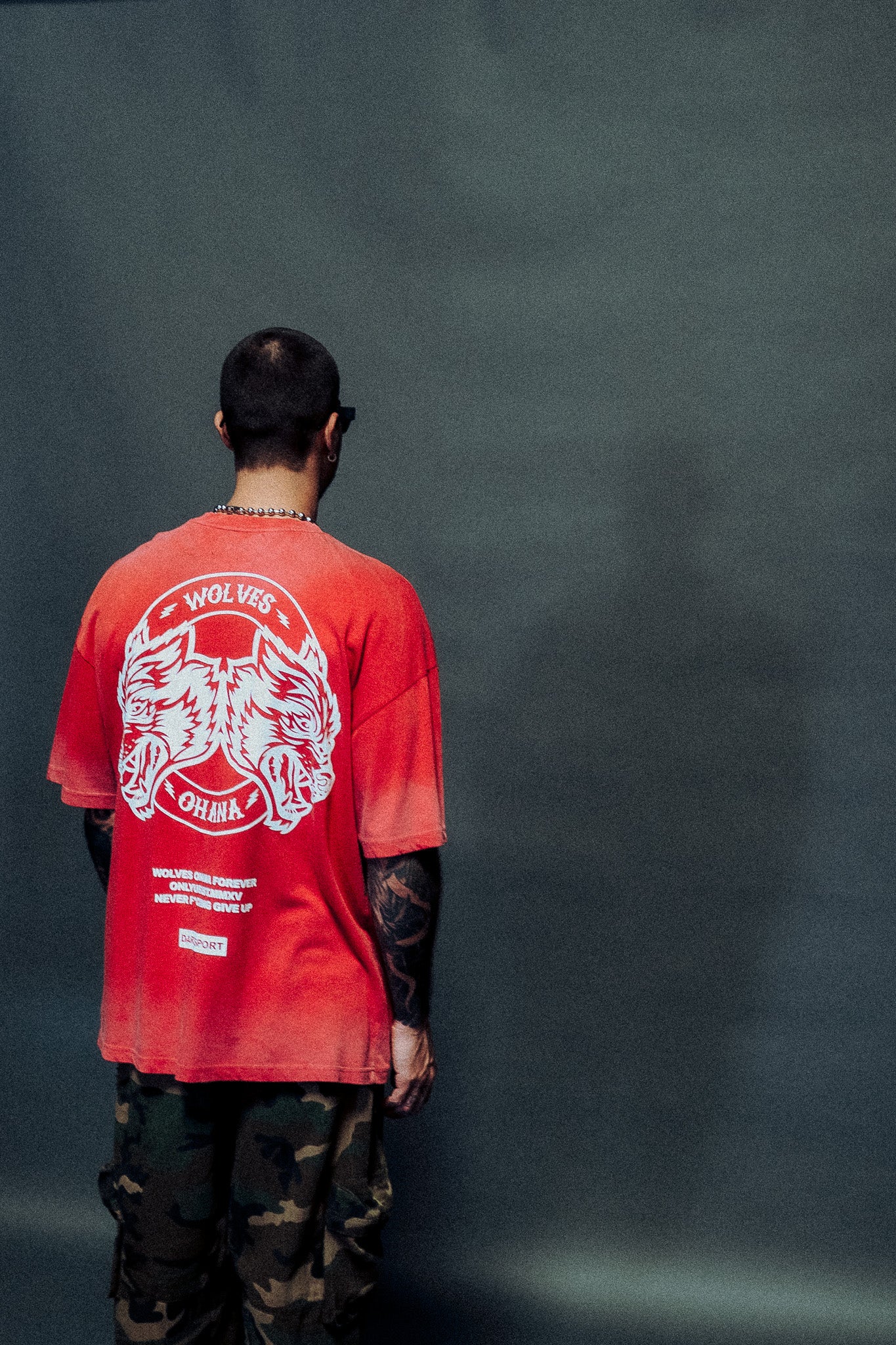 Wolves Ohana Forever "Premium" Oversized Tee in Roman Red Drift Wash