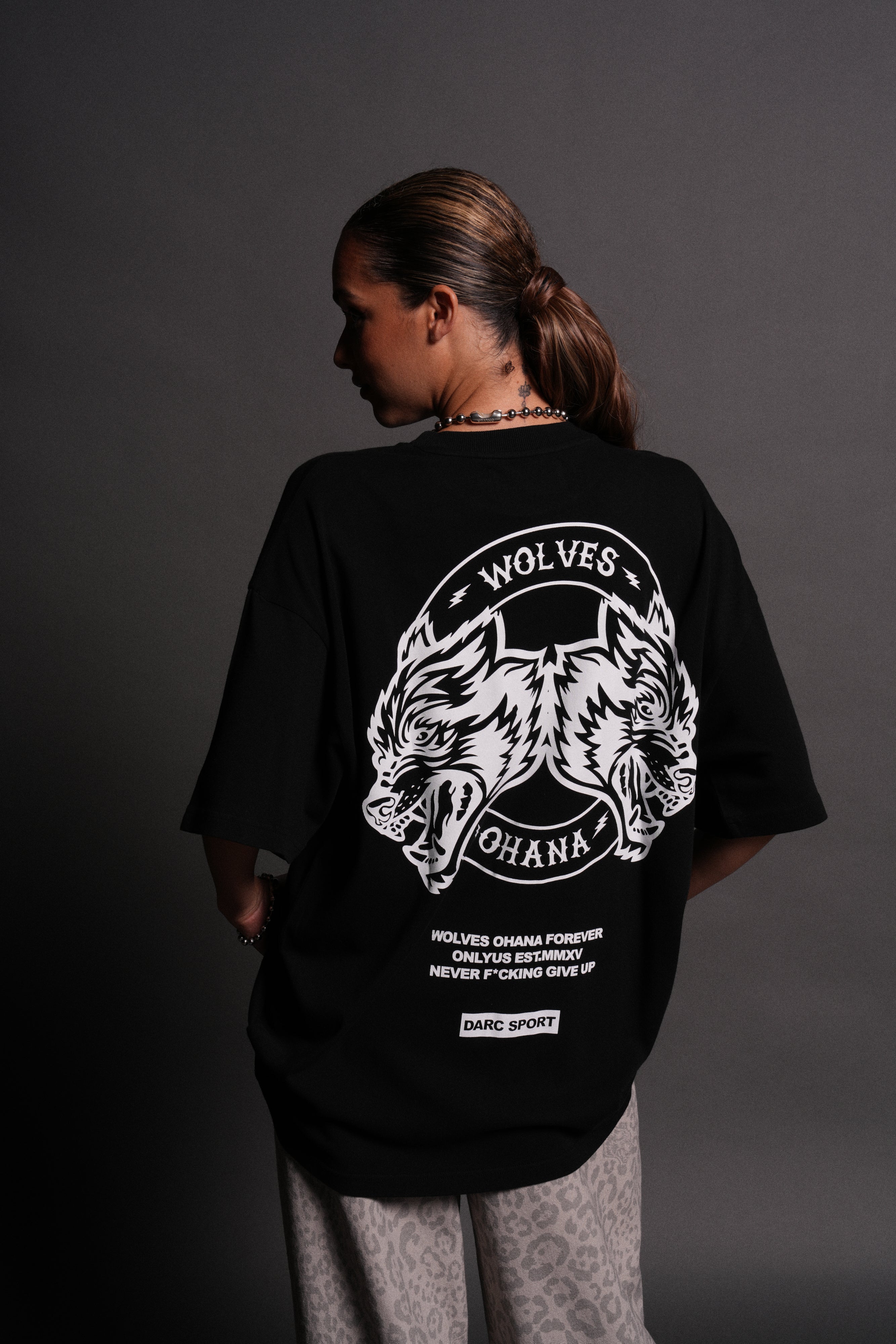 Wolves Ohana Forever "Premium" Oversized Tee in Black