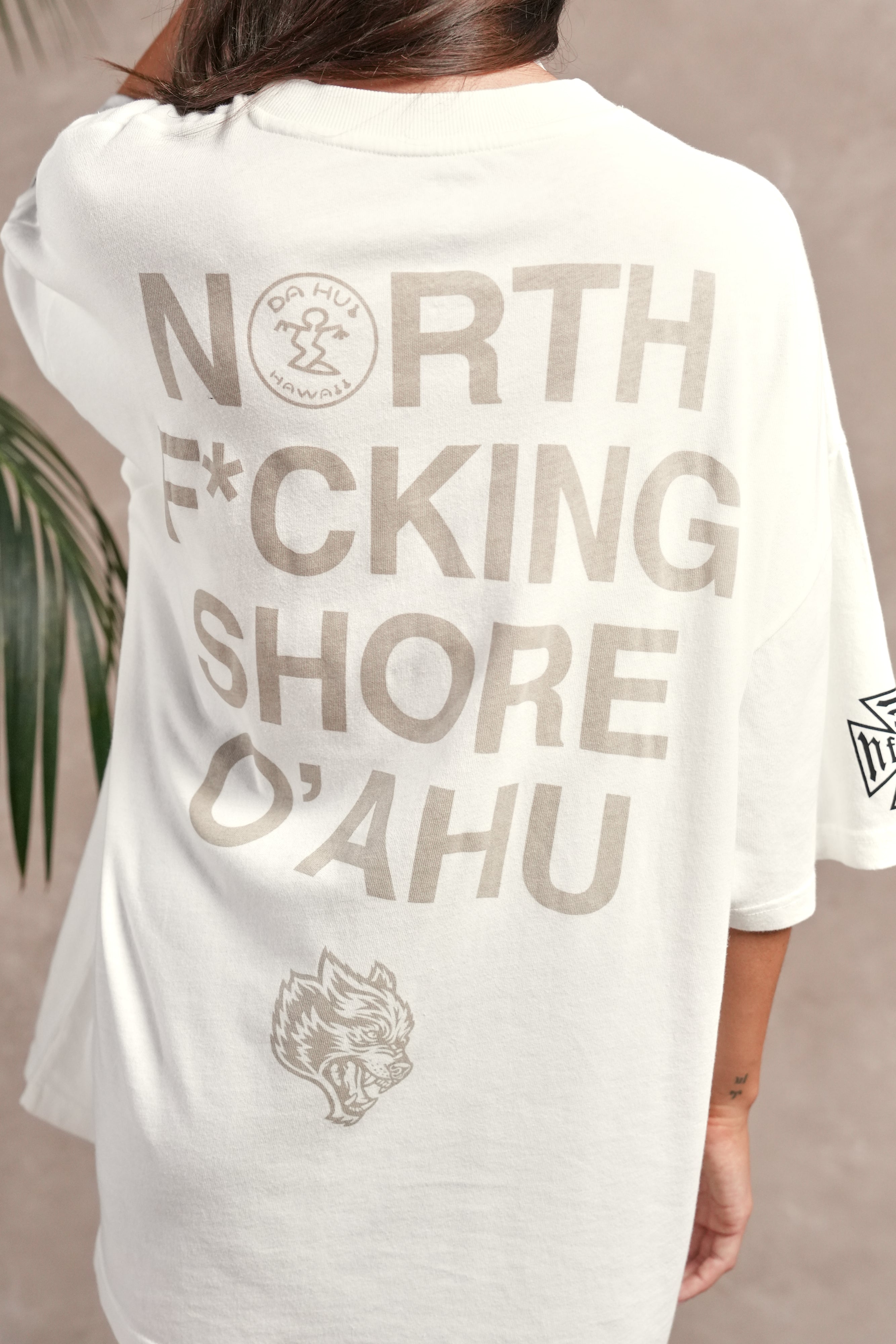 North F*Ckin Shore Premium Oversized Tee in Cream
