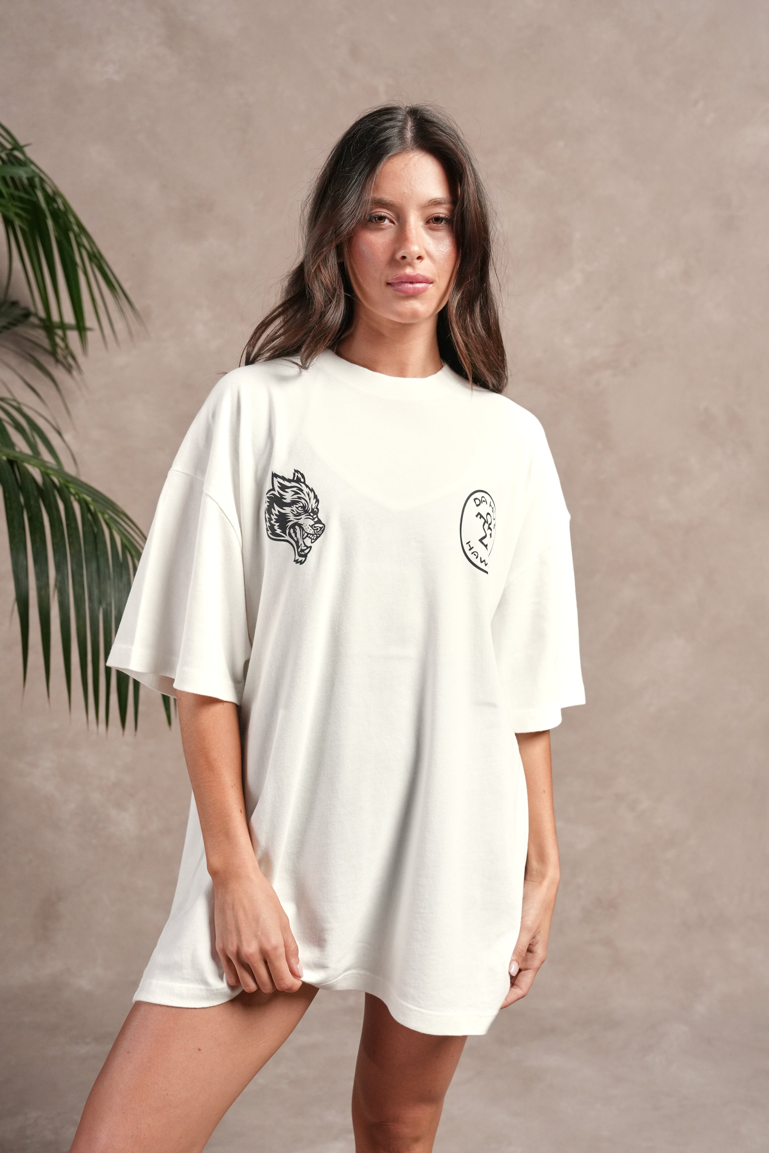 Darc Sport X Da Hui Premium Oversized Tee in Cream