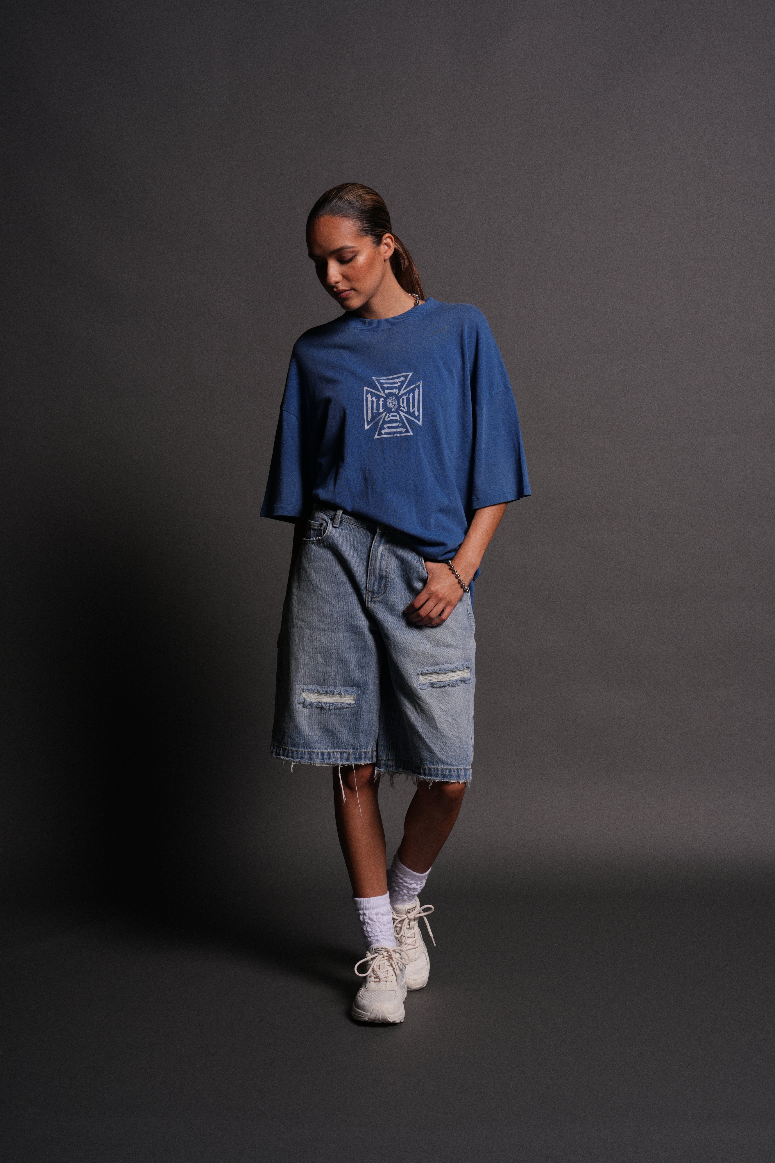 Loyal to the Core "Premium" Oversized Tee in Darc Cobalt Drift Wash