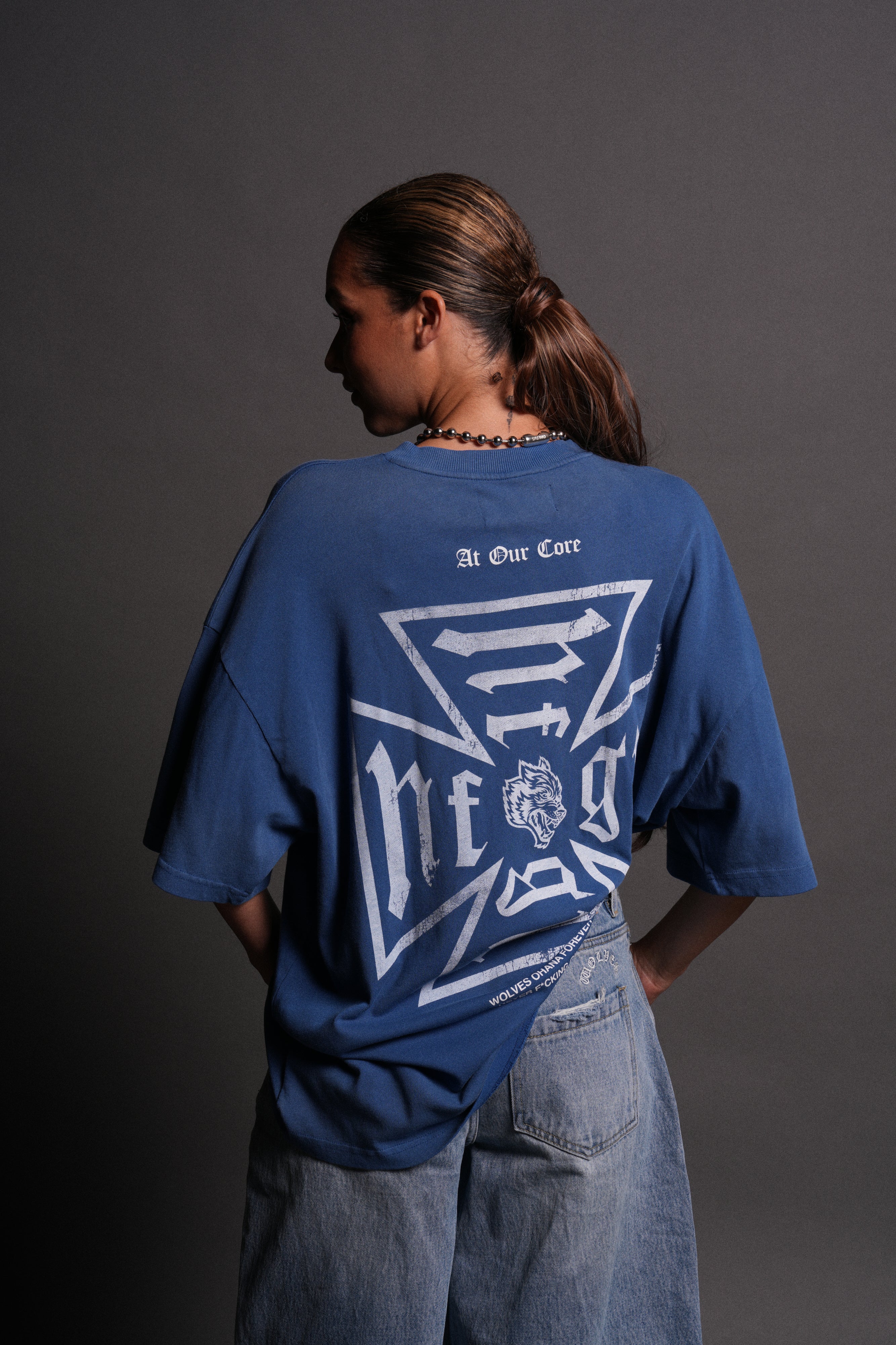 Loyal to the Core "Premium" Oversized Tee in Darc Cobalt Drift Wash