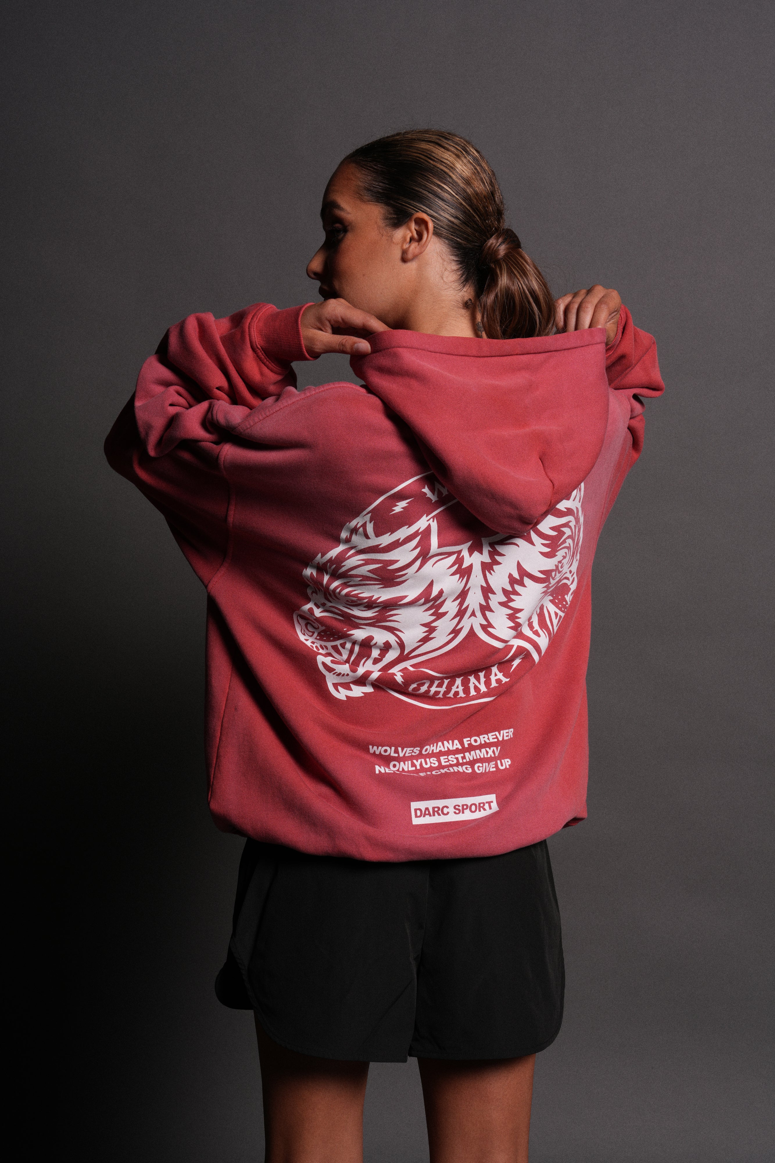 Wolves Ohana Forever "Pierce" Hoodie in Roman Red Drift Wash