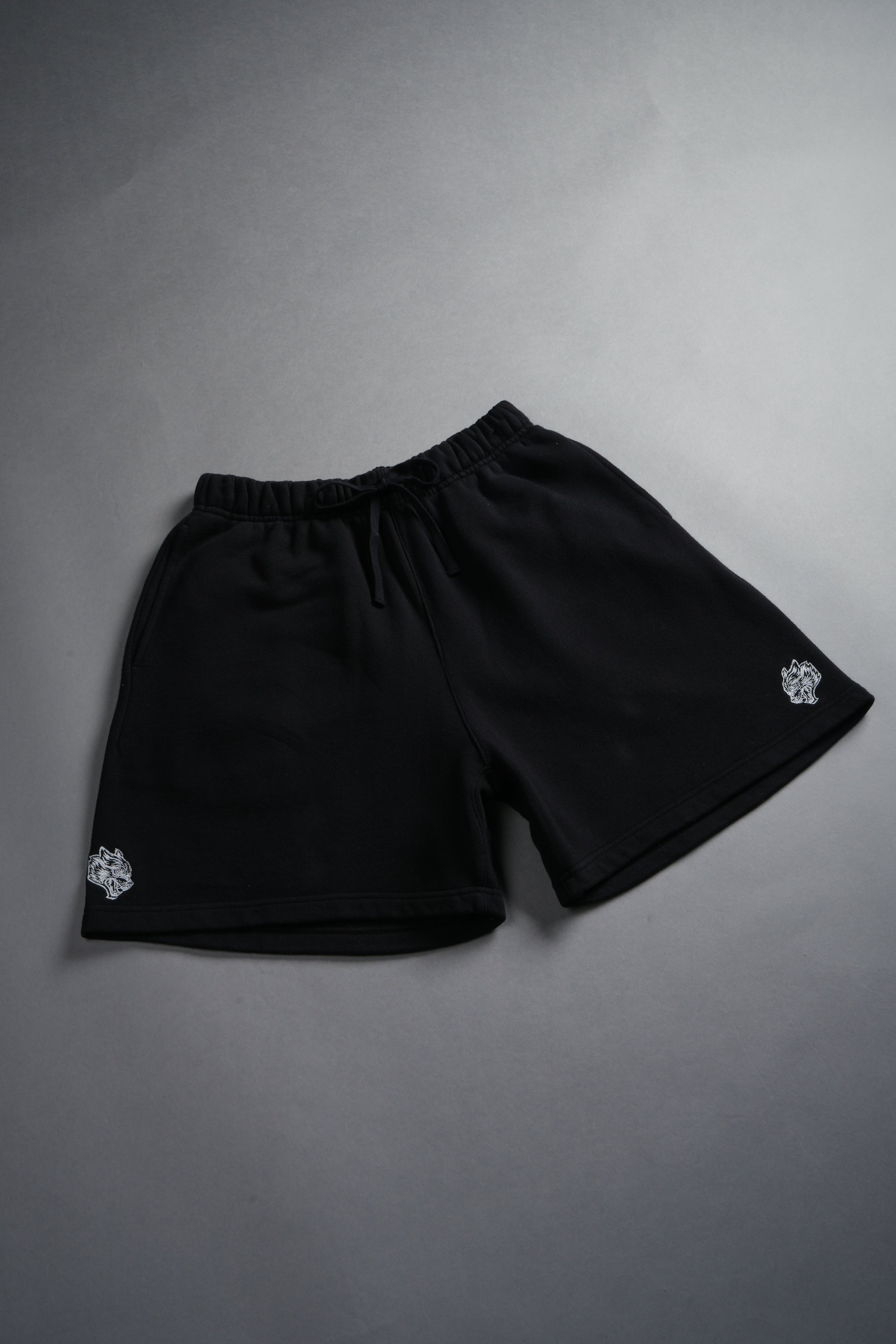 Dual Oversized Post Lounge Sweat Shorts in Black
