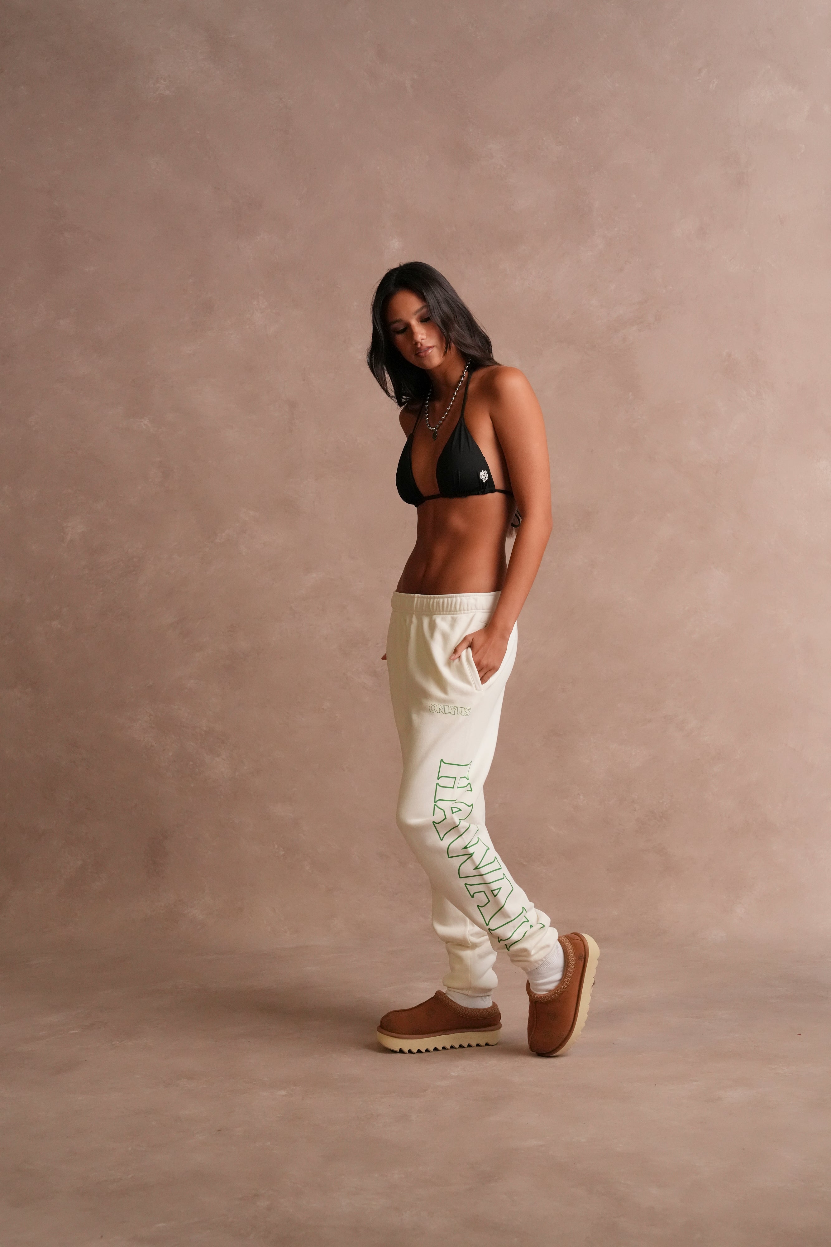 Only Us Hawaii She Post Lounge Sweats in Cream