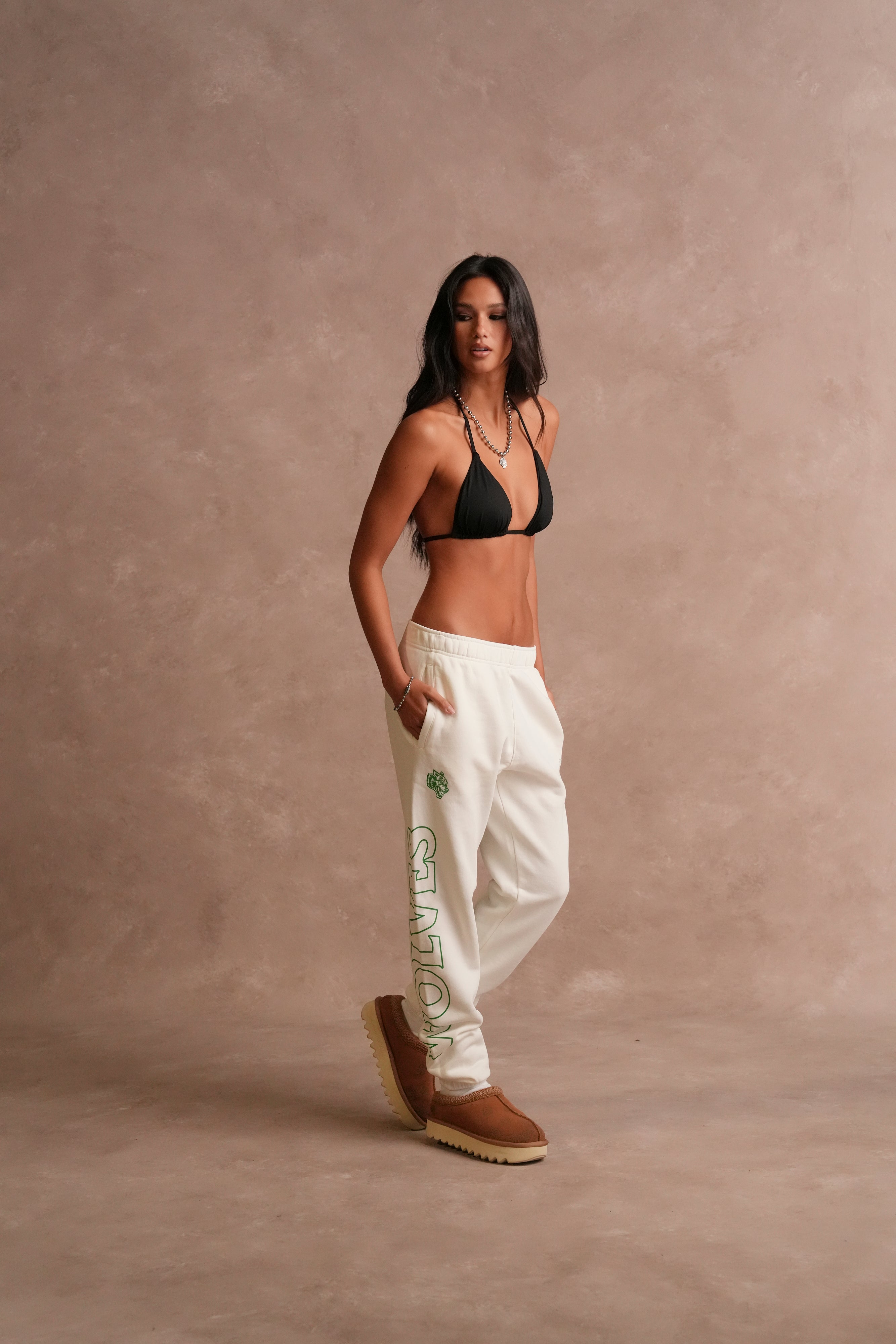 Only Us Hawaii She Post Lounge Sweats in Cream