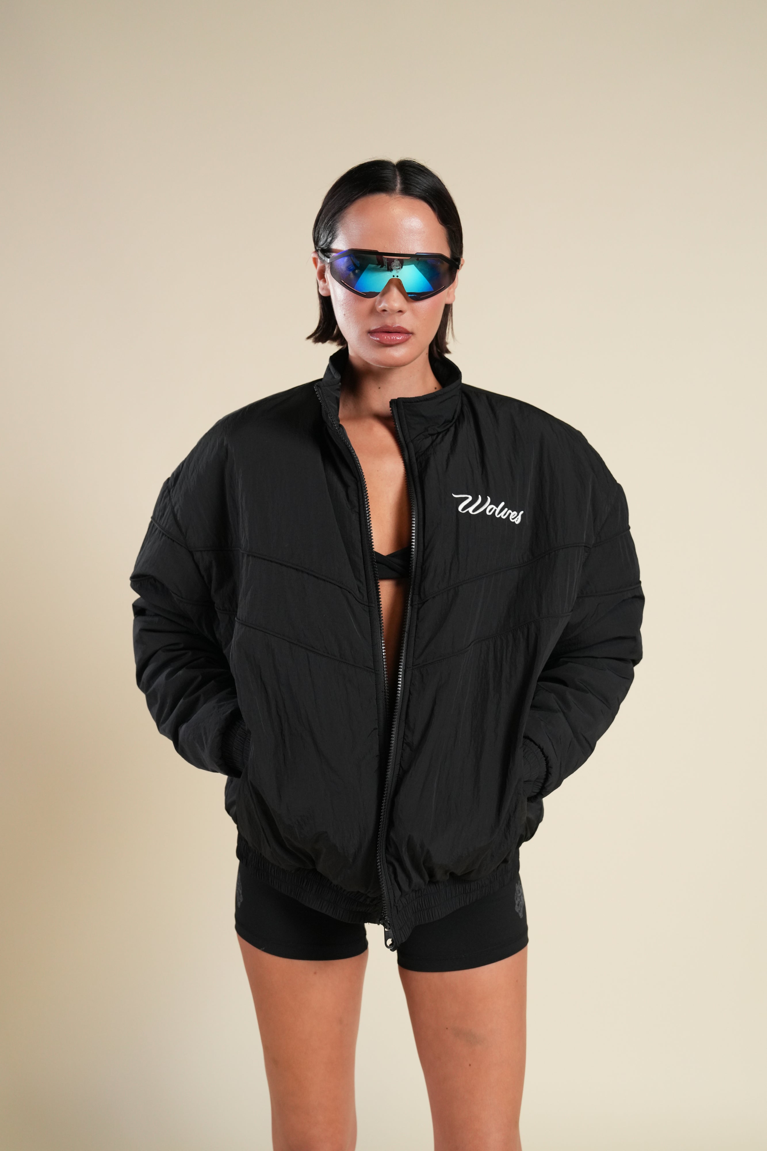 Cursive Wolves She Sherpa Lined Balboa Jacket