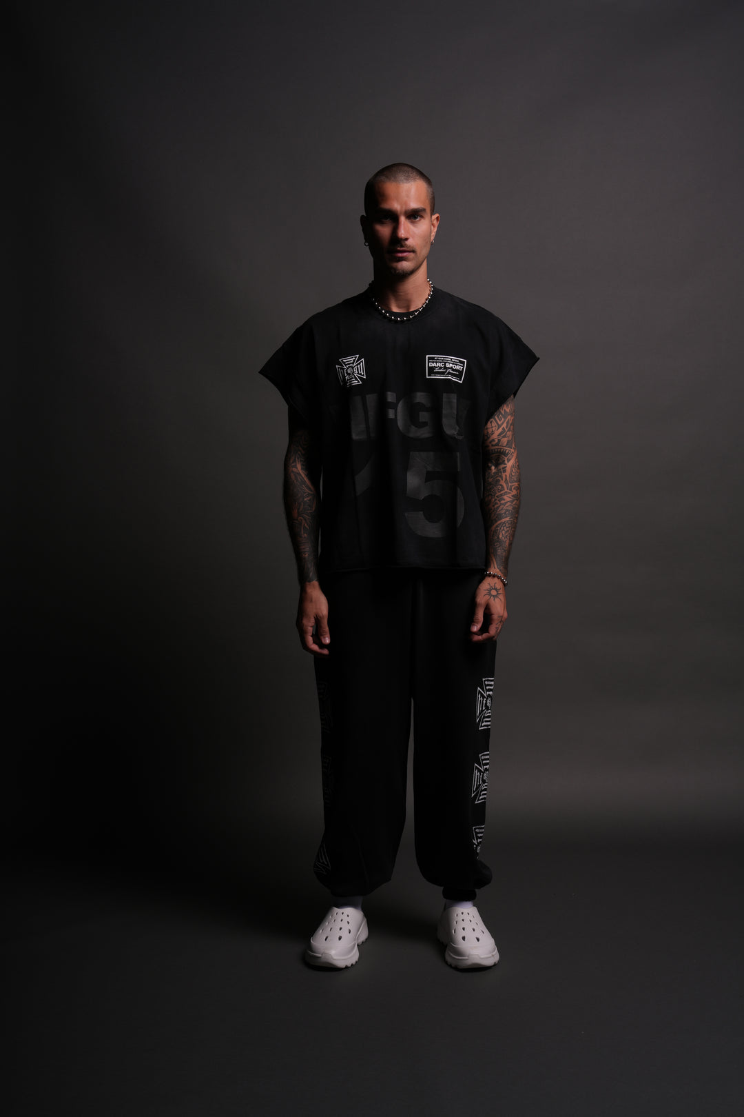 Since Day One "Grunge" Cut Off Tee in Black Drift Wash