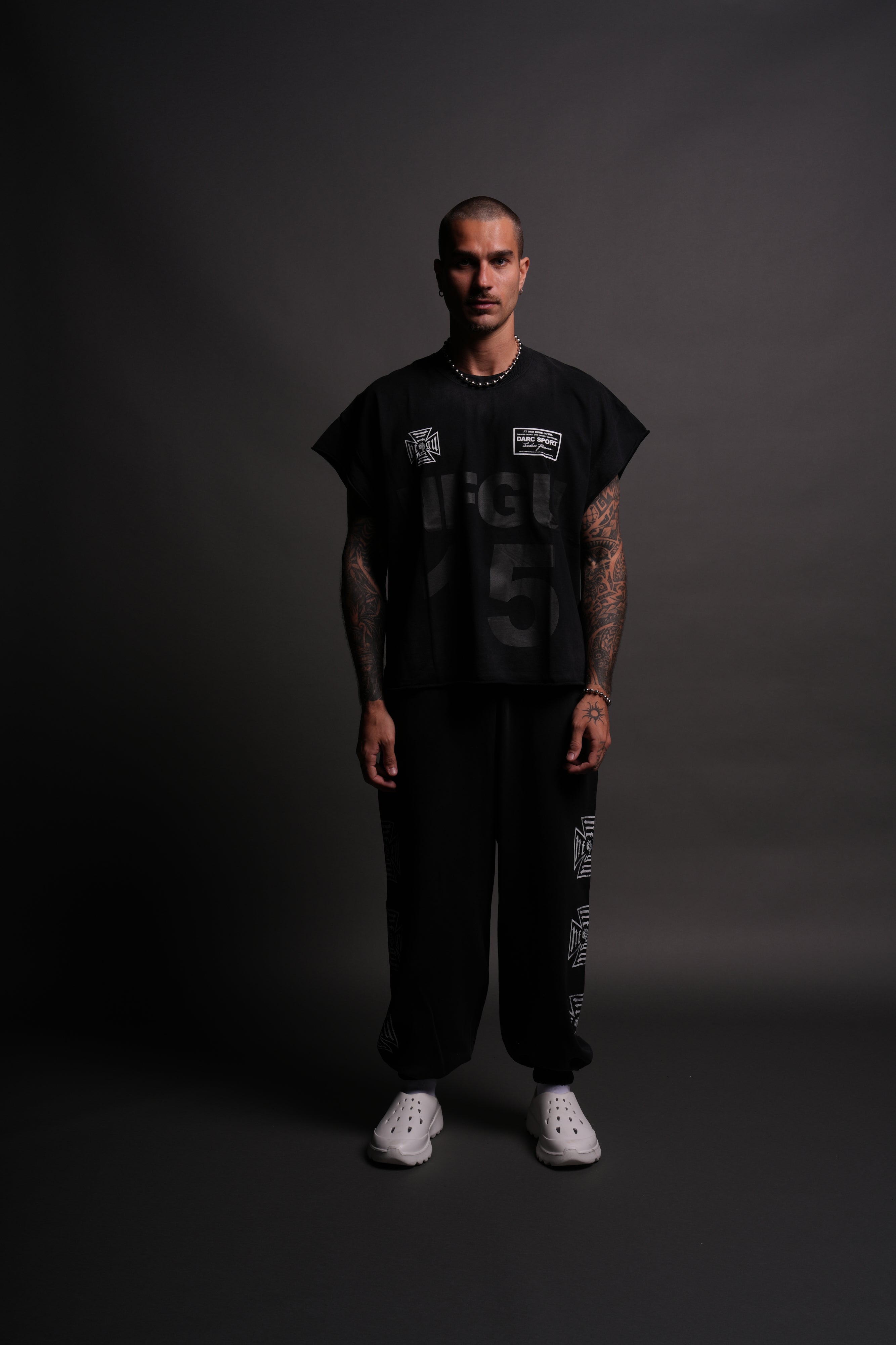 Since Day One "Grunge" Cut Off Tee in Black Drift Wash